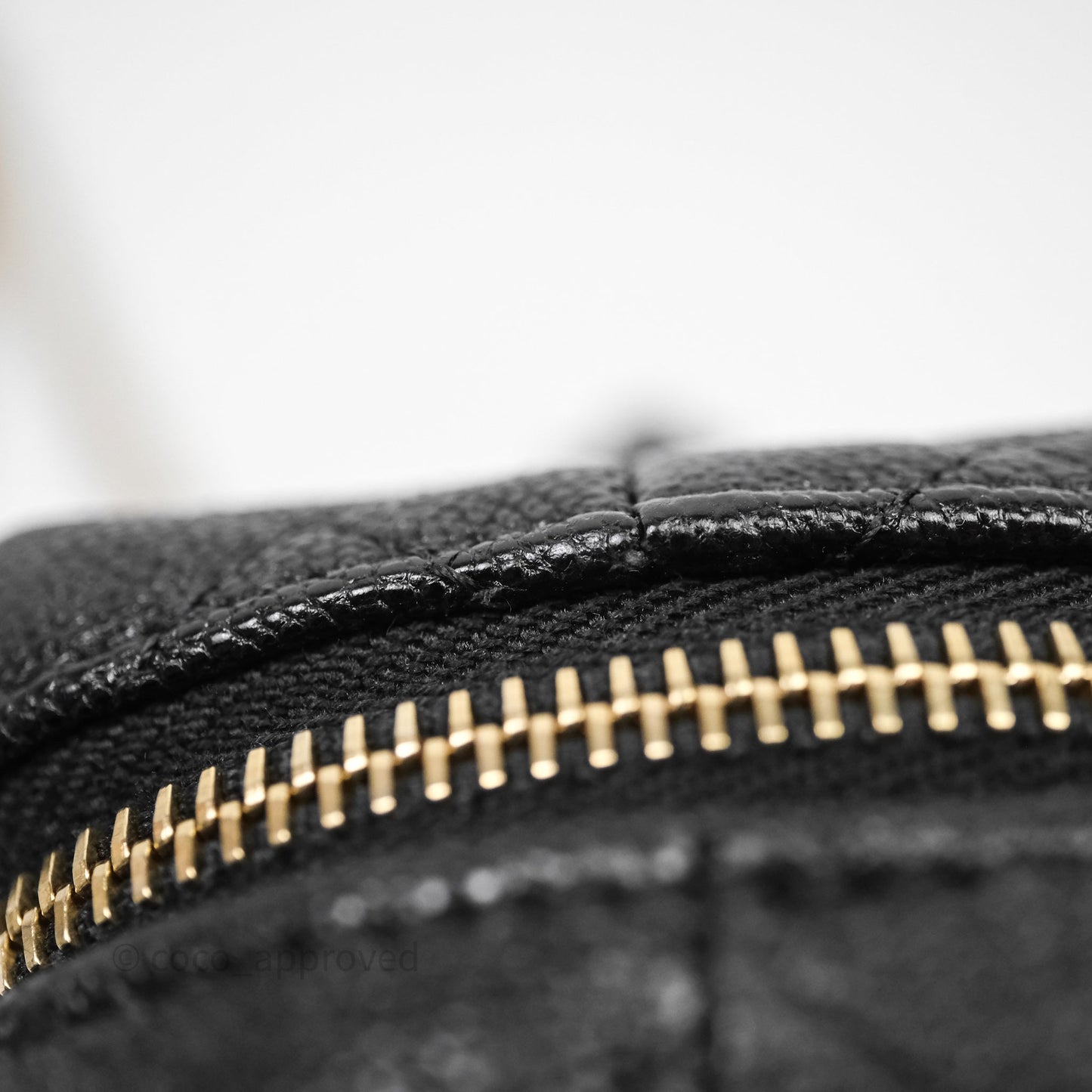 Chanel Quilted Mini Top Handle Vanity With Chain Black Caviar Aged Gold Hardware