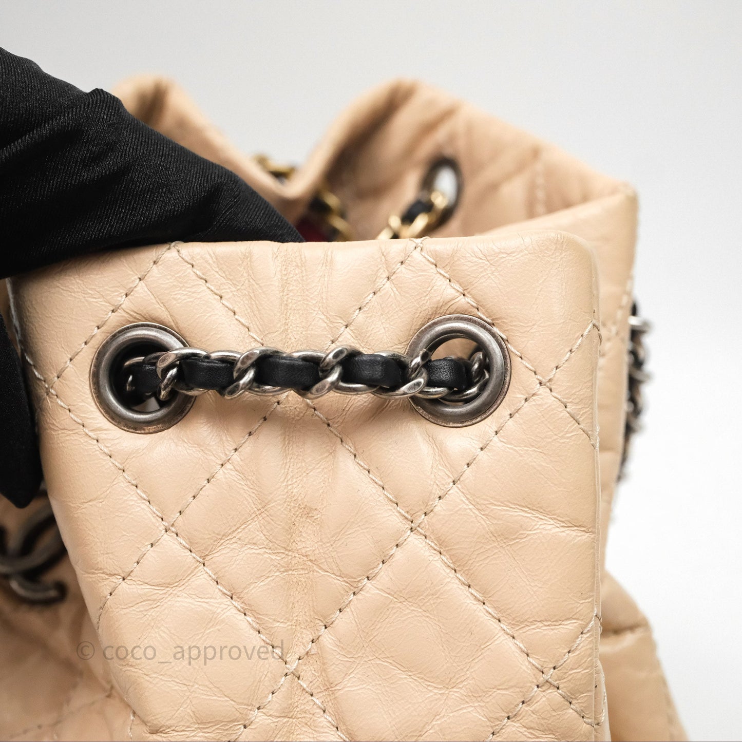 Chanel Quilted Small Gabrielle Backpack Black/Beige Aged Calfskin