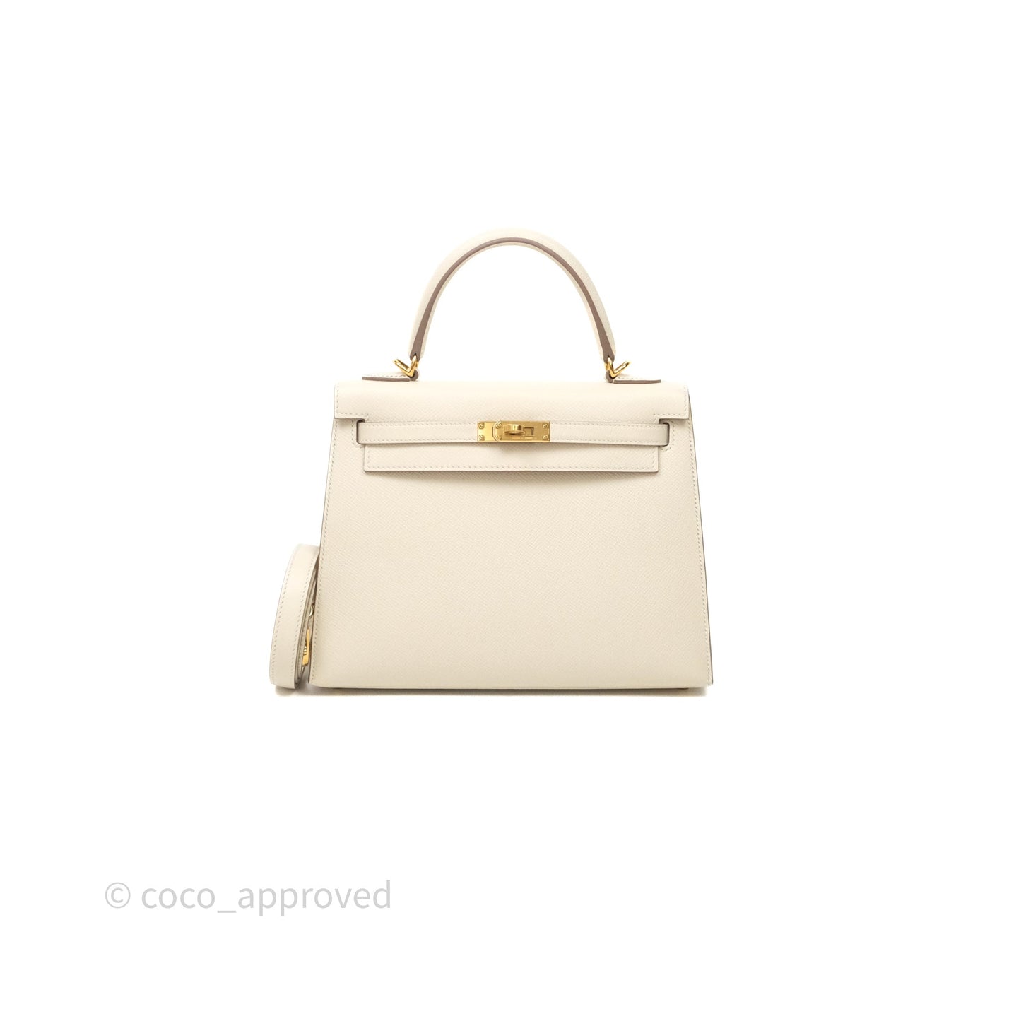 Hermes Kelly 25 Craie Epsom Gold Hardware