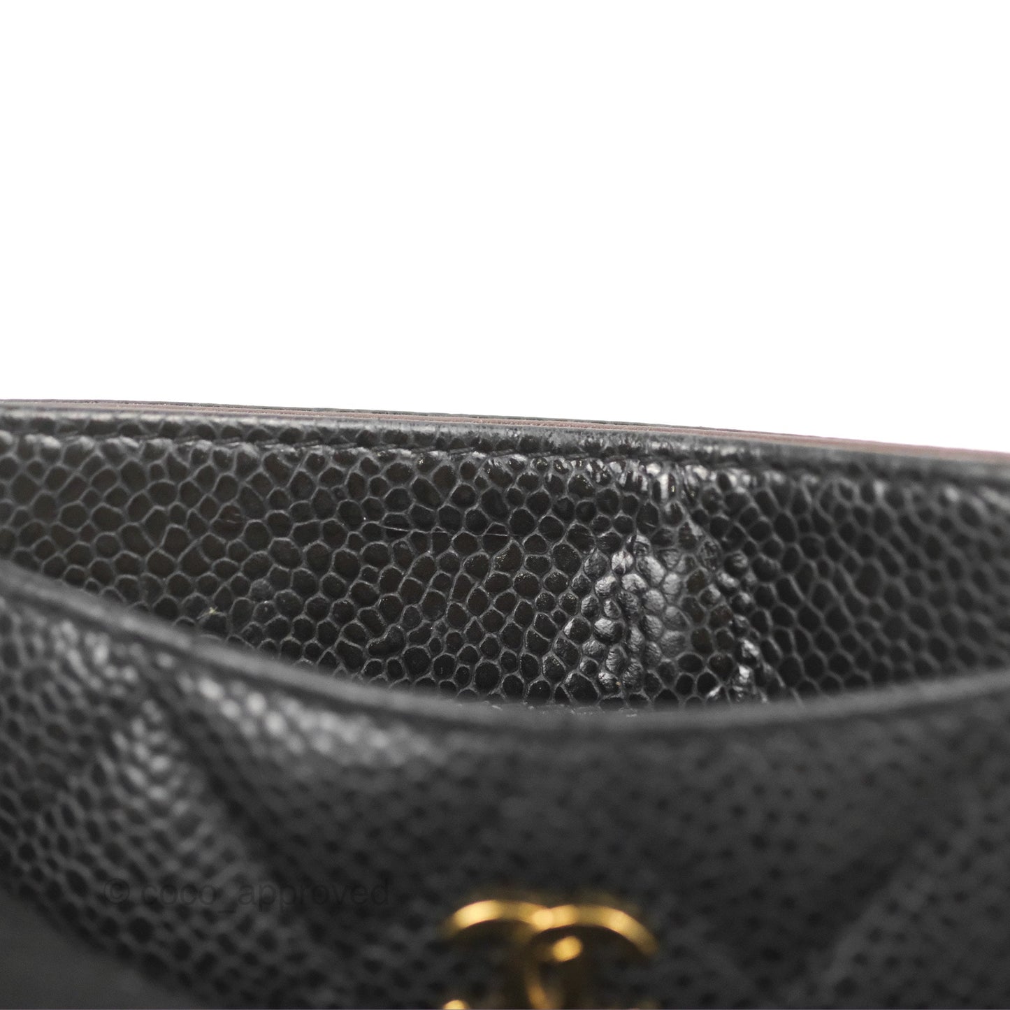 Chanel Classic Flat Card Holder Black Caviar Gold Hardware