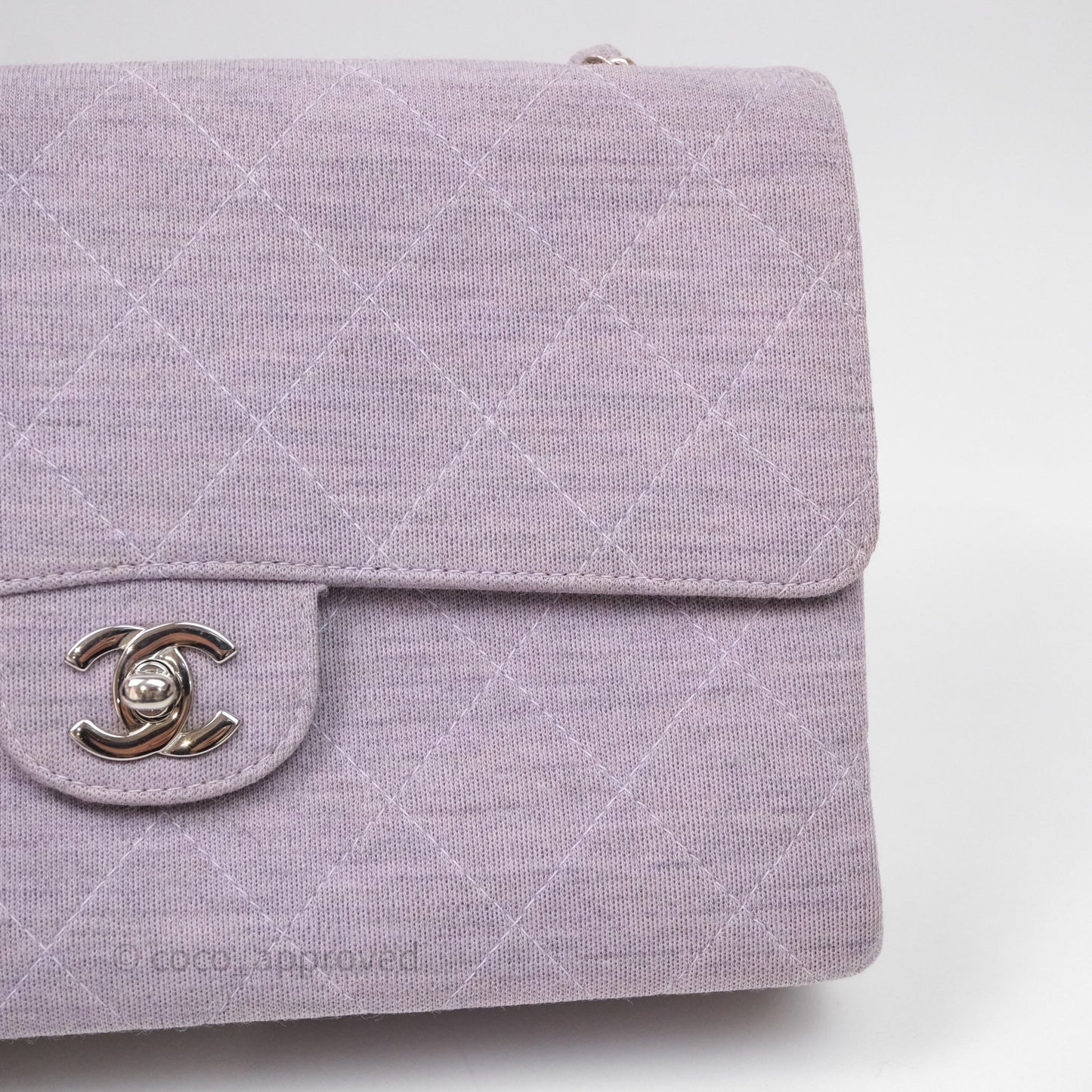 Chanel Medium Single Jersey Flap Bag Purple Silver Hardware