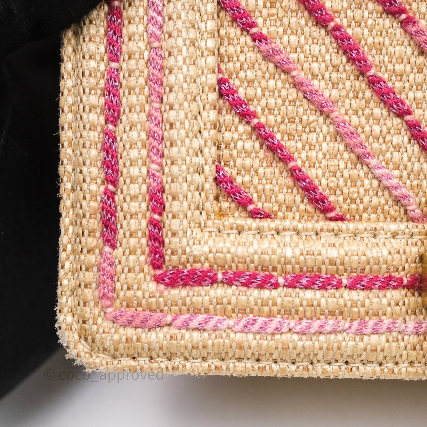 Chanel Small Boy Chevron Raffia Metallic Pink Aged Gold Hardware