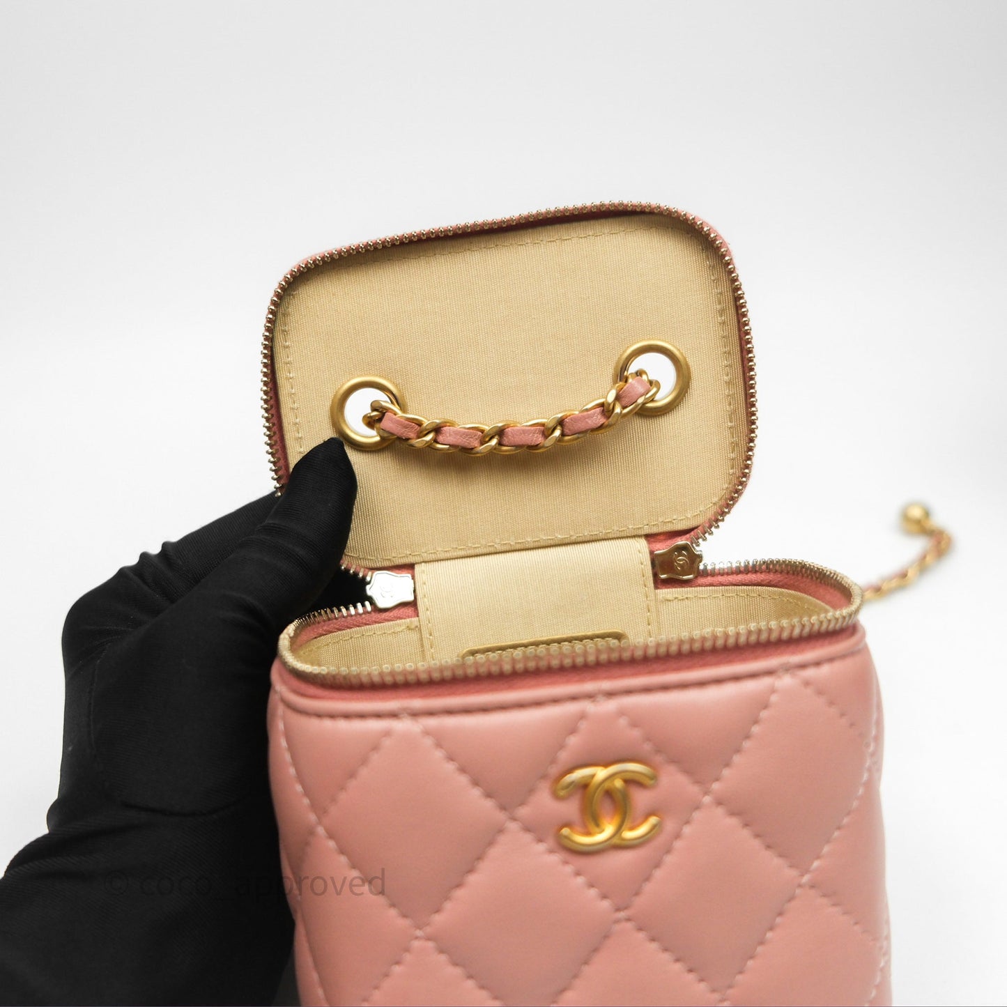 Chanel Mini Pearl Crush Vanity With Chain Pink Gold Hardware