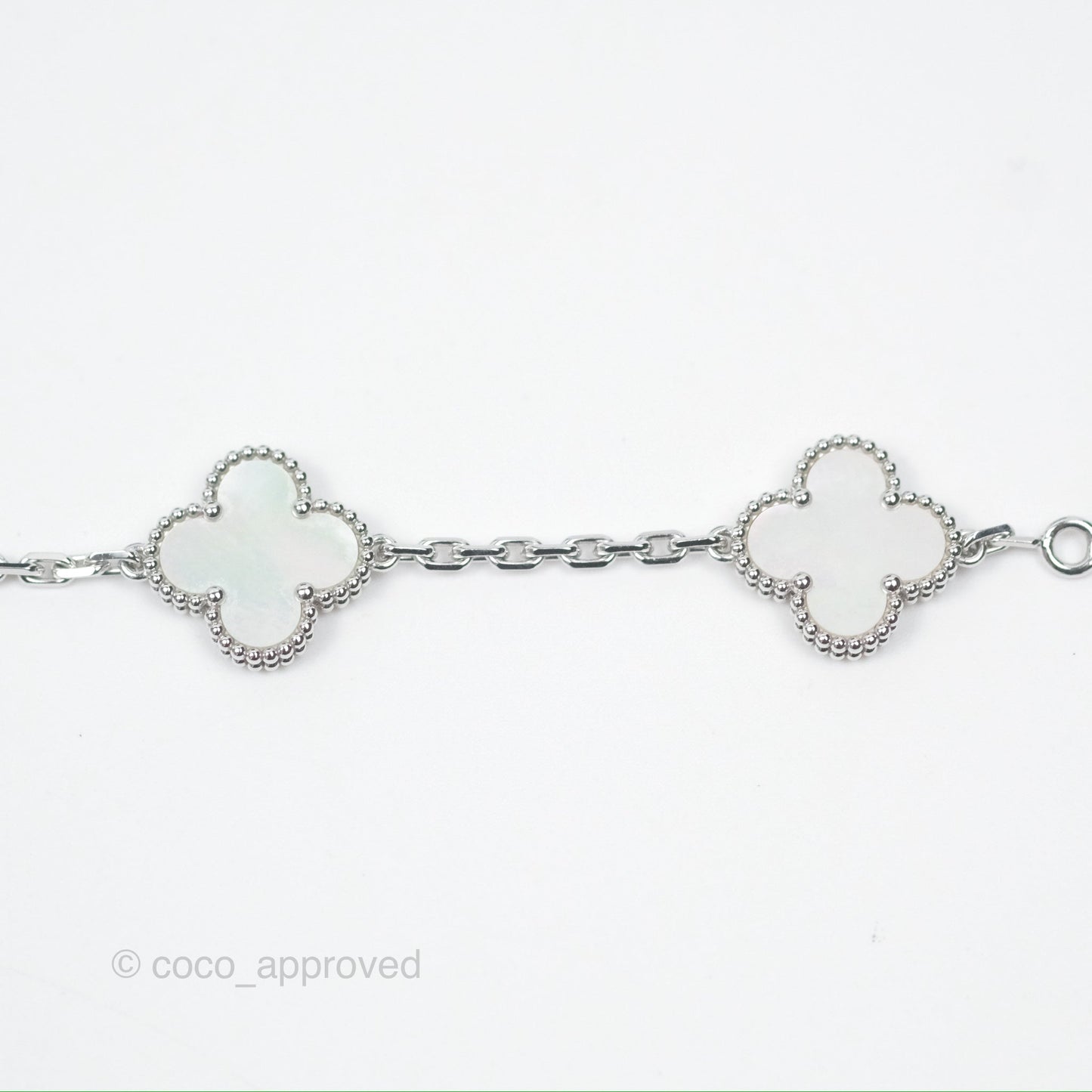 Van Cleef & Arpels Vintage Alhambra 5 Motifs White Mother-of-pearl White Gold Bracelet