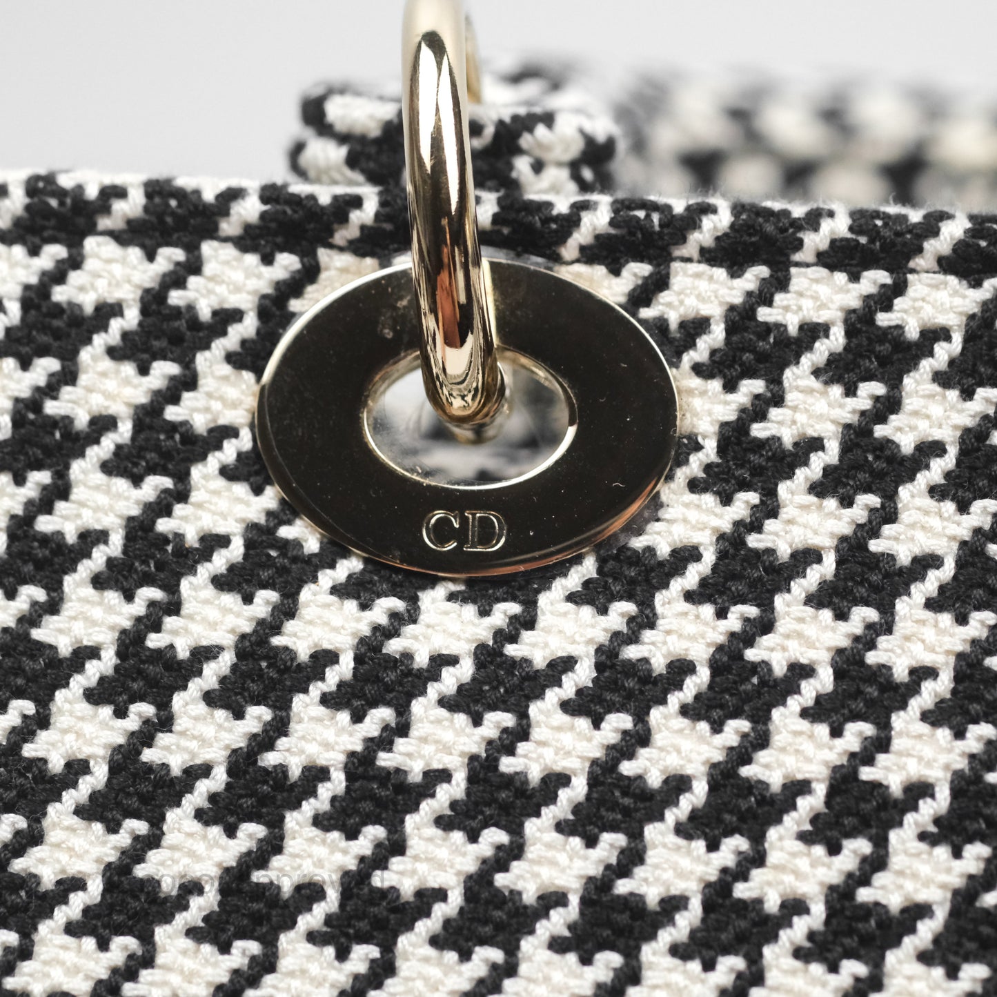 Christian Dior Medium Lady D-Lite Bag Black White Houndstooth
