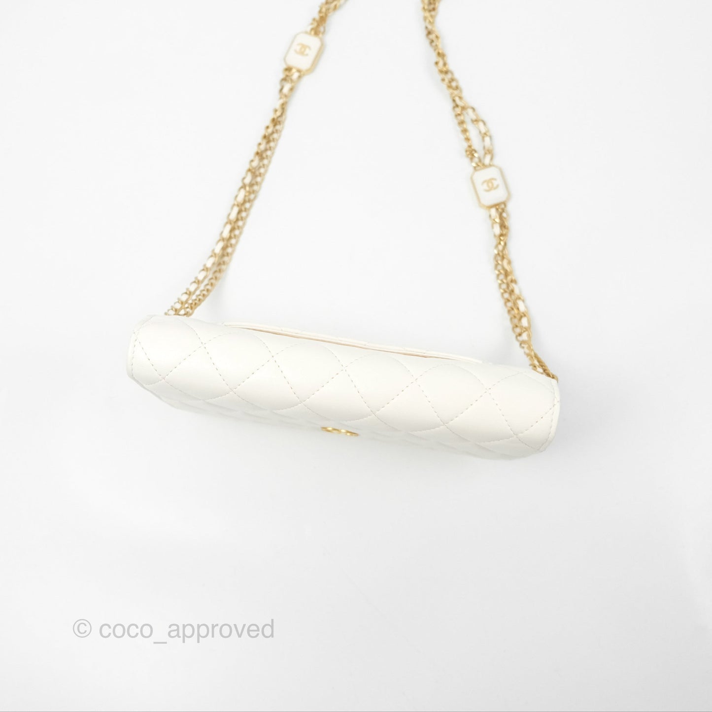 Chanel Quilted WOC White Lambskin Gold Hardware With Charms