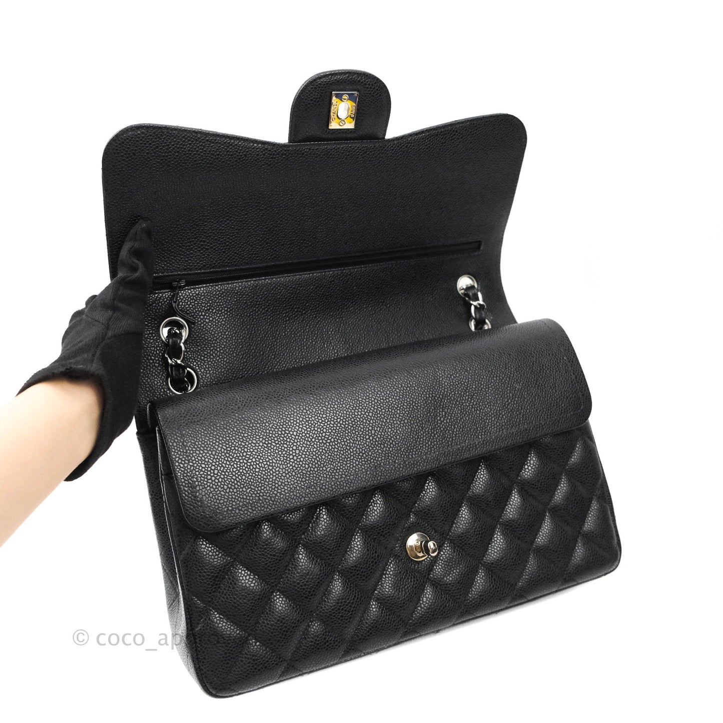 Chanel Jumbo Double Flap Black Caviar Silver Hardware⁣⁣