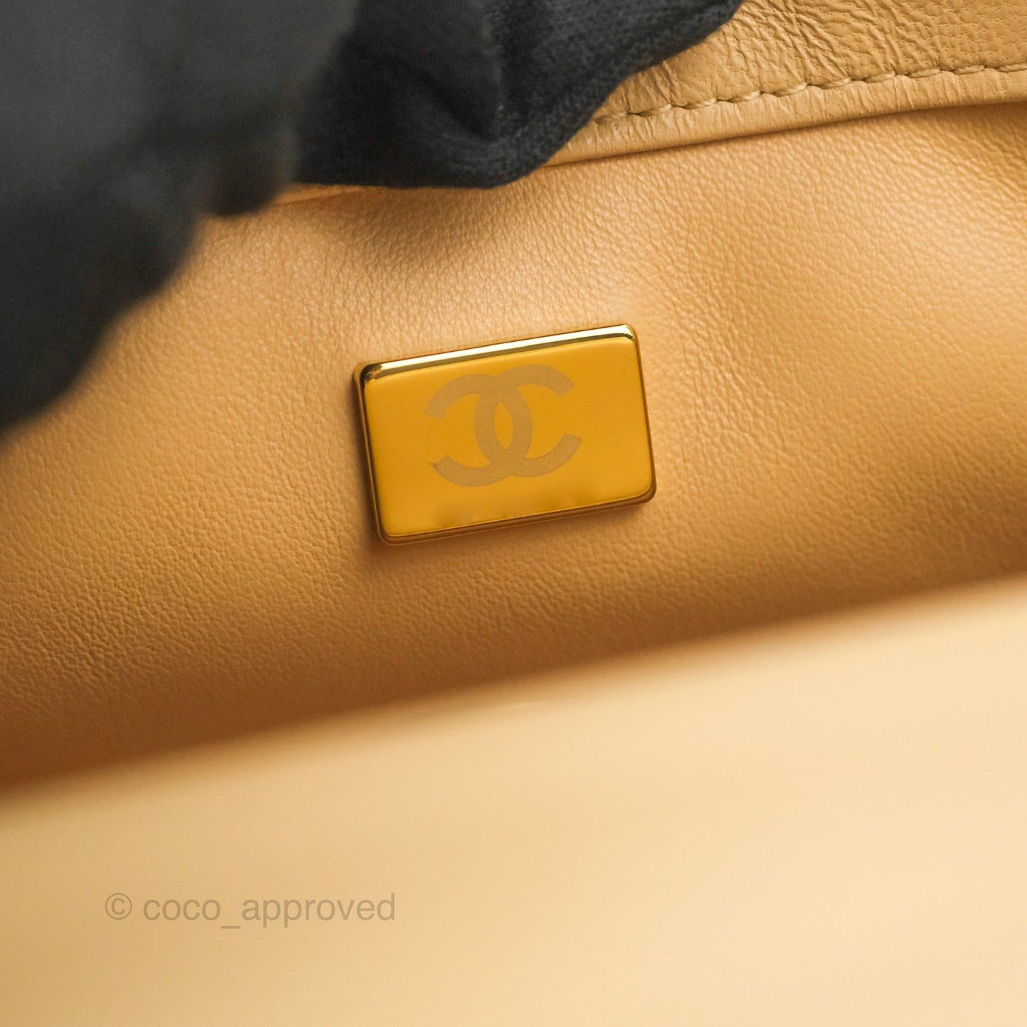 Chanel Mini Rectangular Pearl Crush Beige Lambskin Aged Gold Hardware