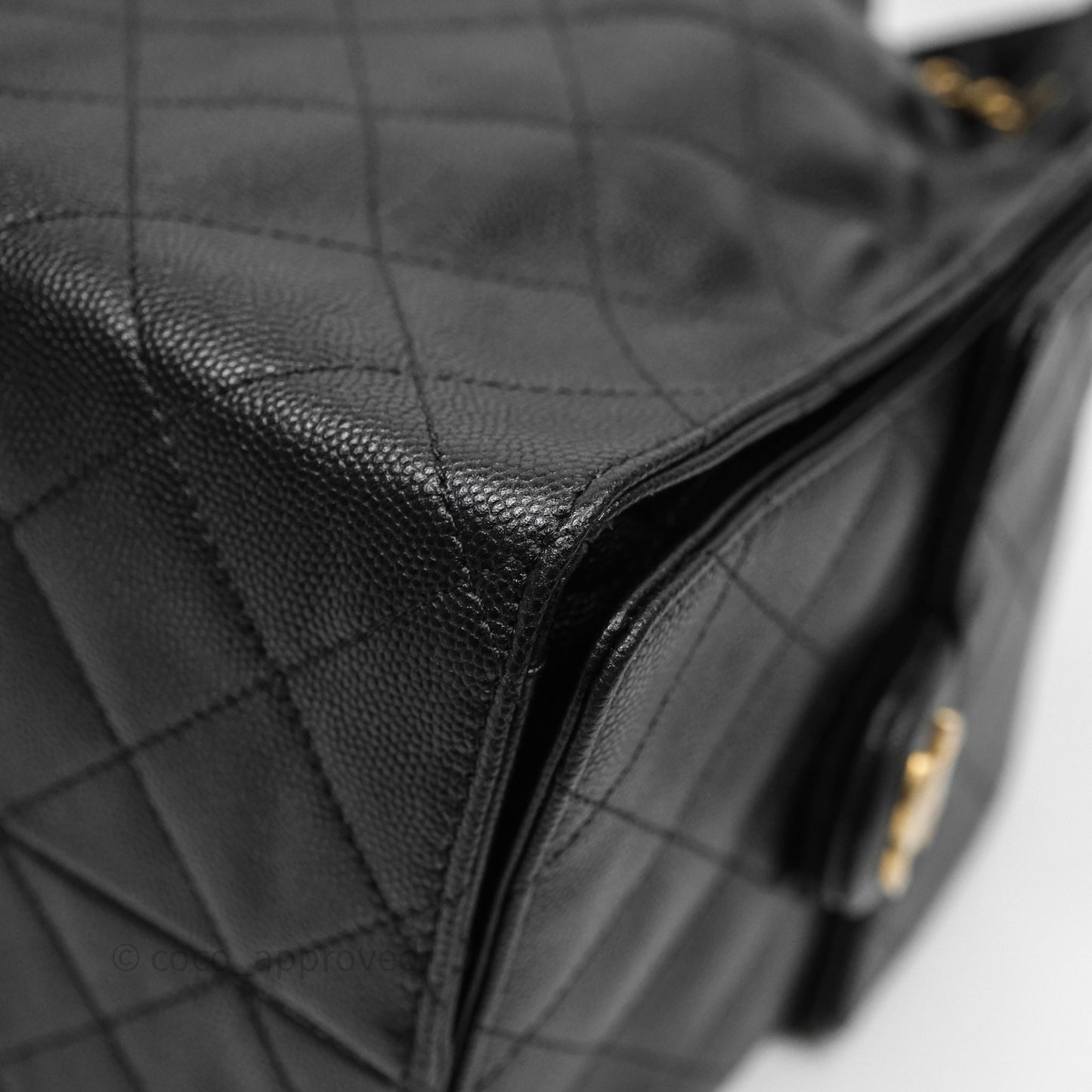 Chanel 25 Medium Black Caviar Aged Gold Hardware