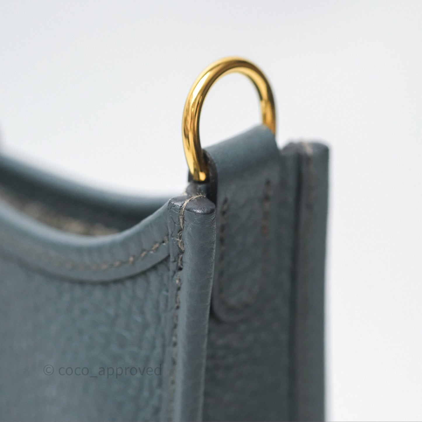 Hermès Mini Evelyne 16 Bleu Orage Y7 / Bleu Brume T0 Clemence Gold Hardware