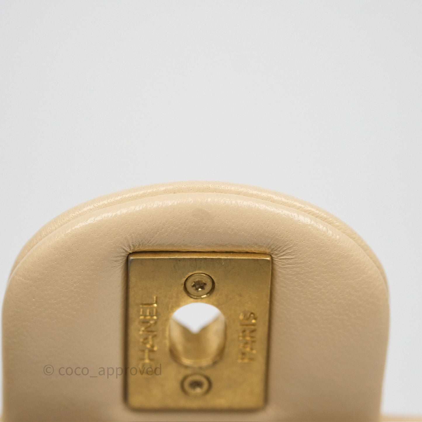 Chanel Sweetheart Mini Flap Beige Shiny Lambskin Aged Gold Hardware
