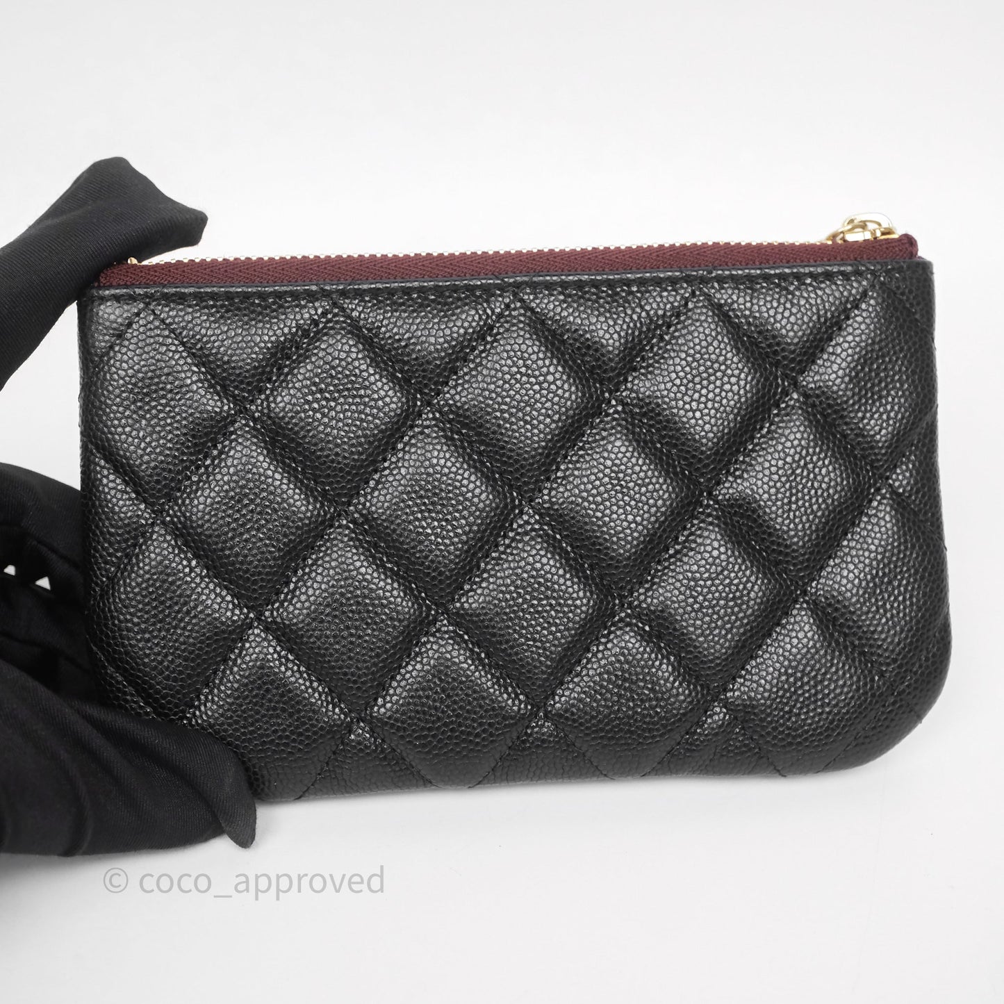Chanel Quilted Mini O case Black Caviar Gold Hardware