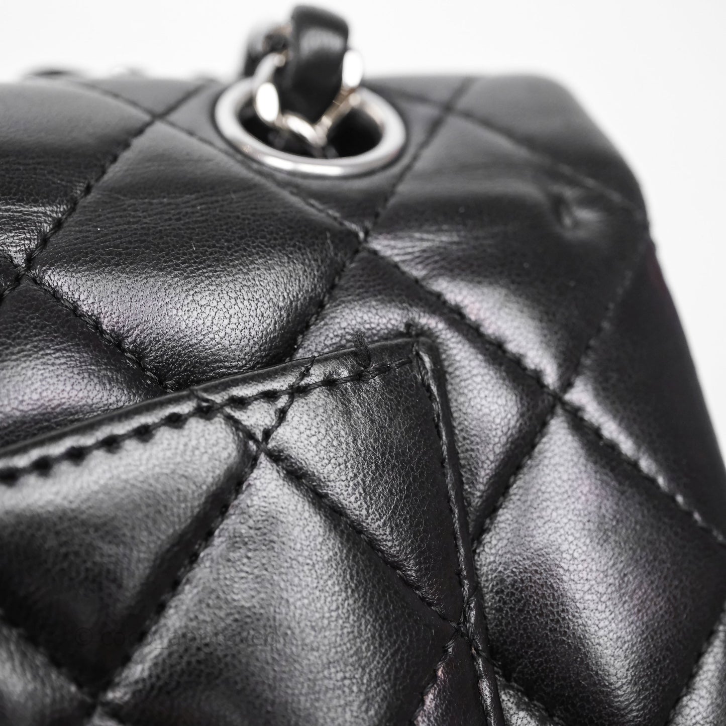 Chanel Small Classic Flap Quilted Black Lambskin Silver Hardware
