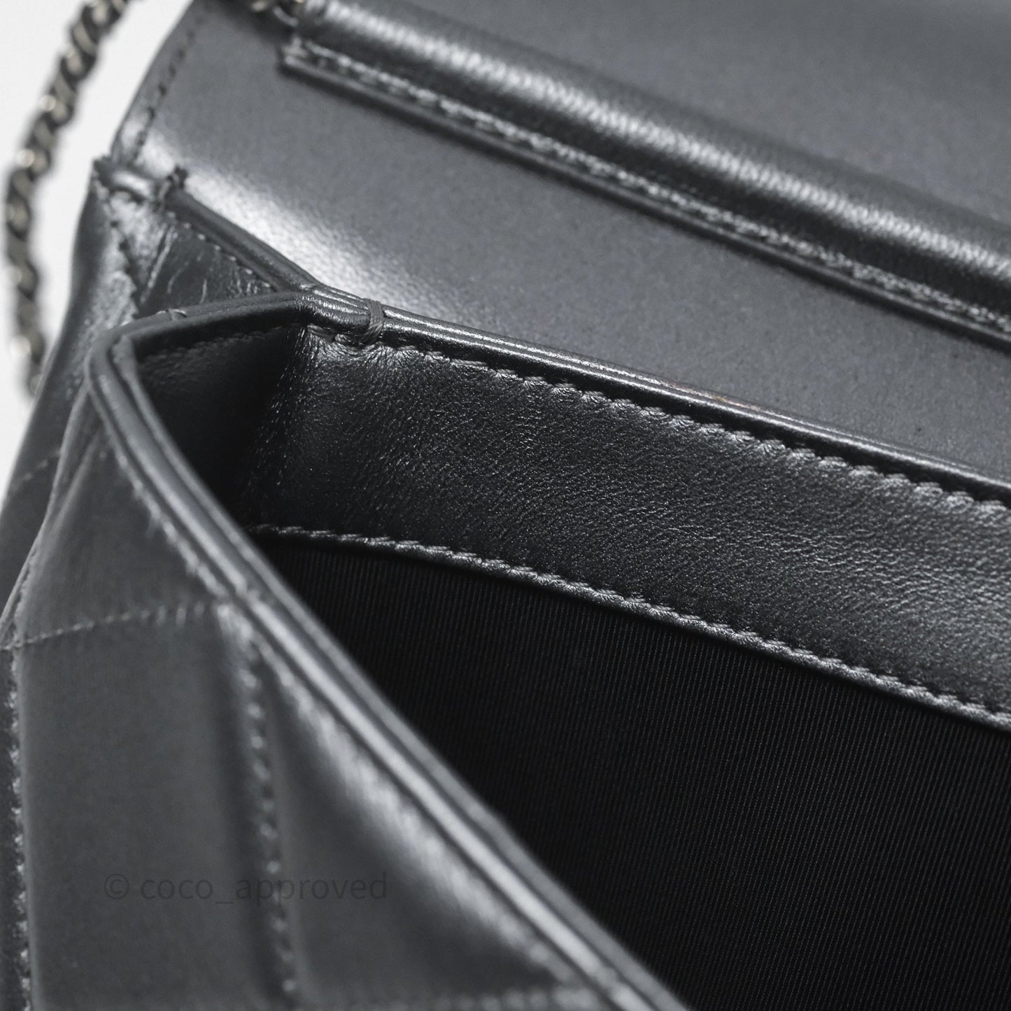 Chanel Clutch with Chain Metallic Dark Grey Silver Hardware