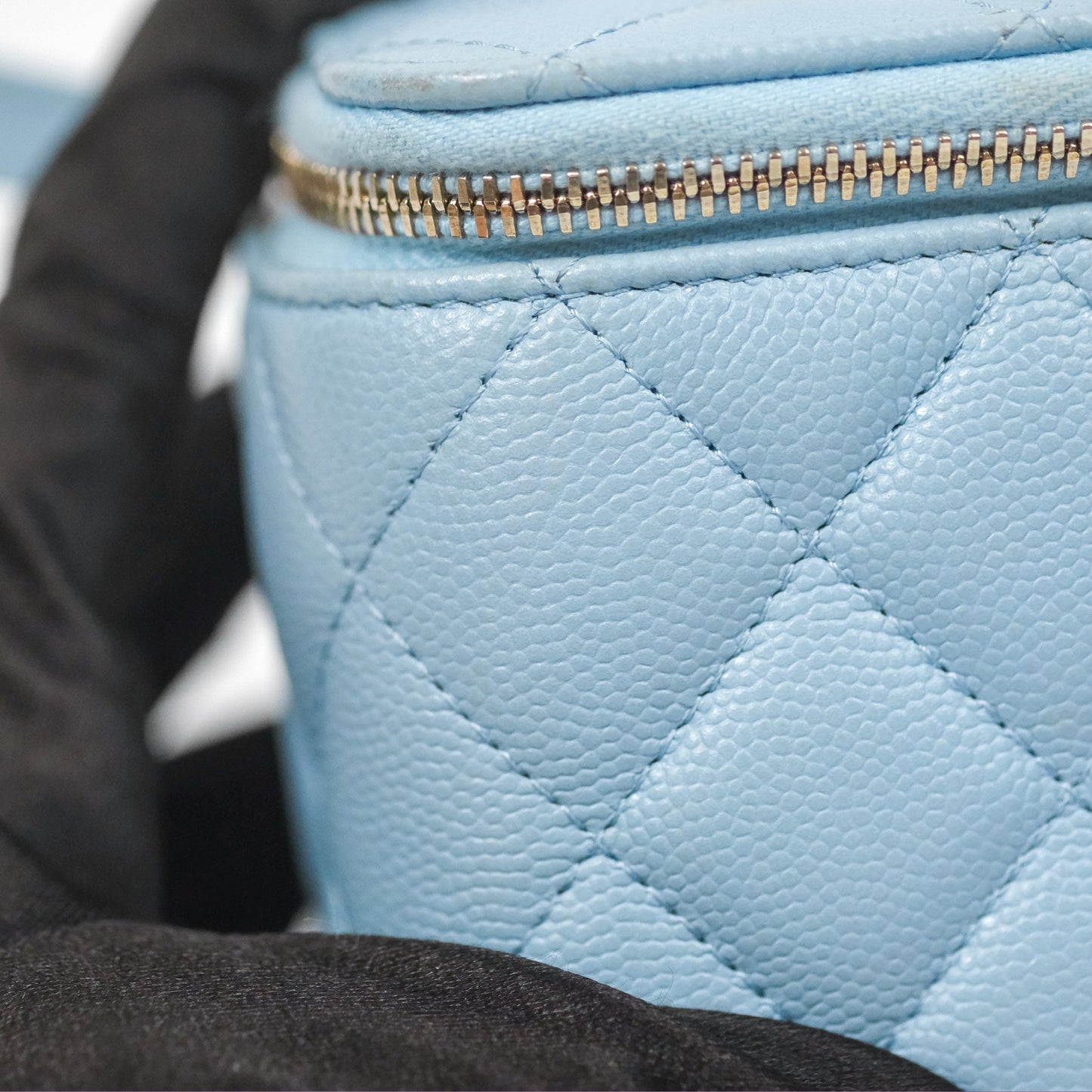 Chanel Classic Vanity With Chain Blue Caviar Gold Hardware