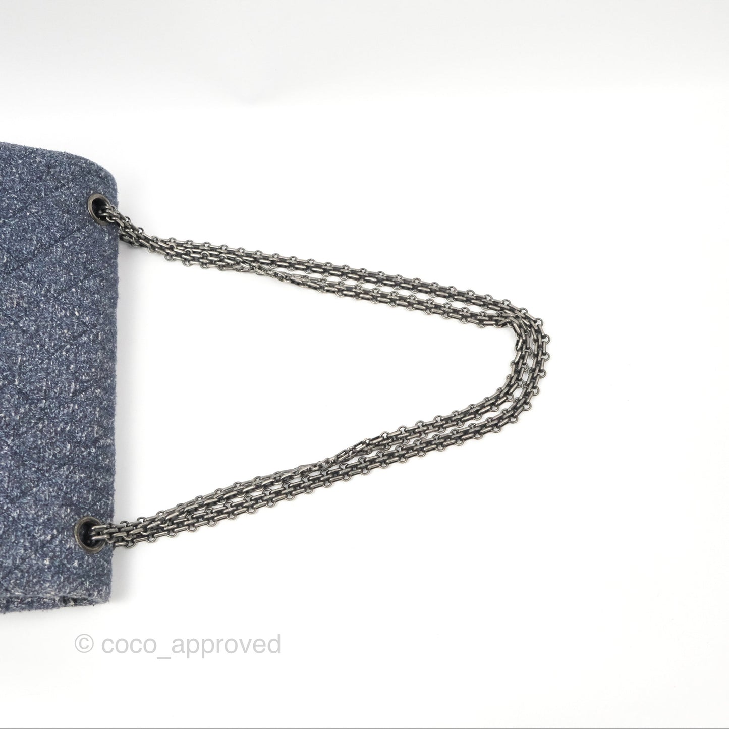 Chanel Reissue 226 Quilted Navy Tweed Ruthenium Hardware