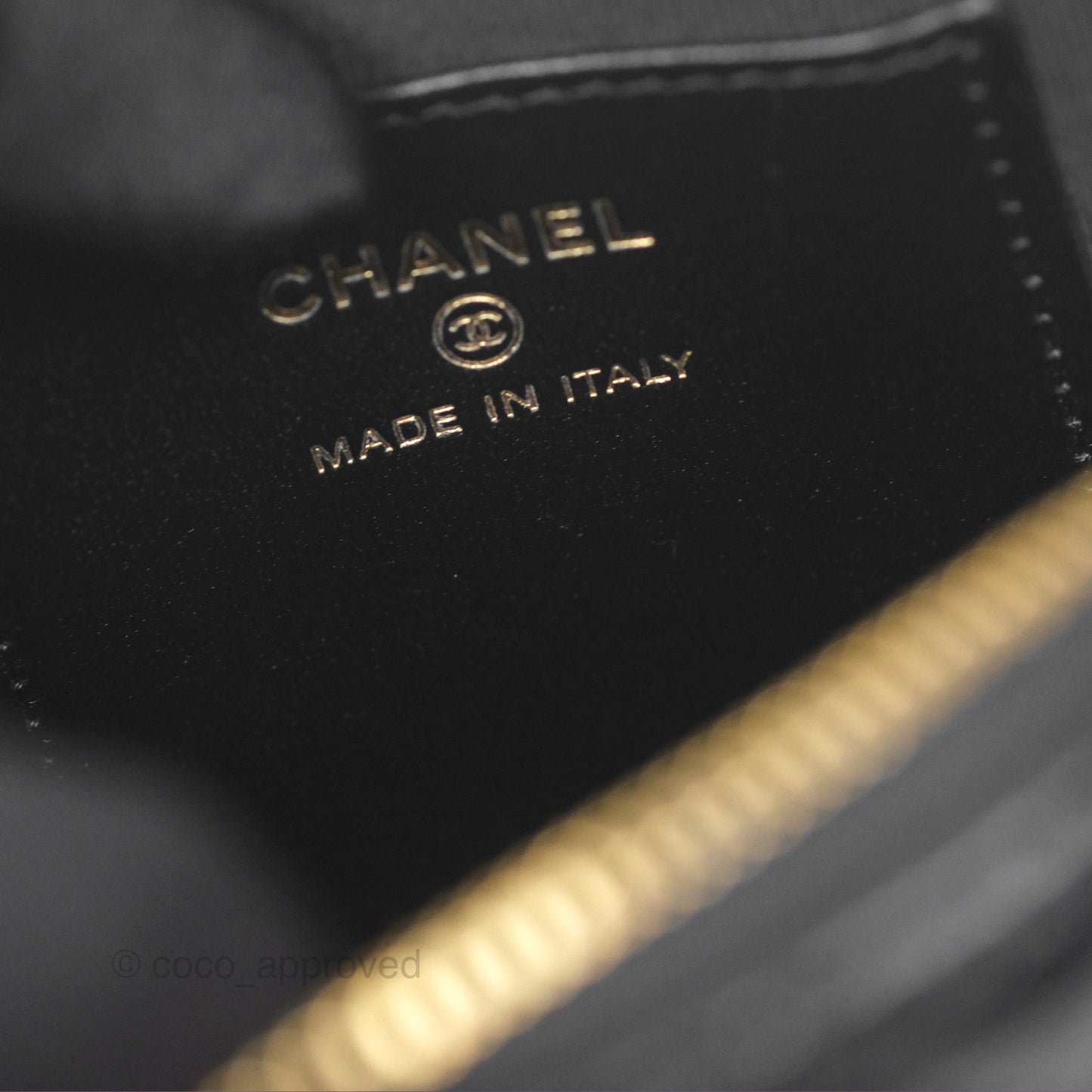 Chanel Mini Handle Clutch with Chain Black Shiny Lambskin Gold Hardware