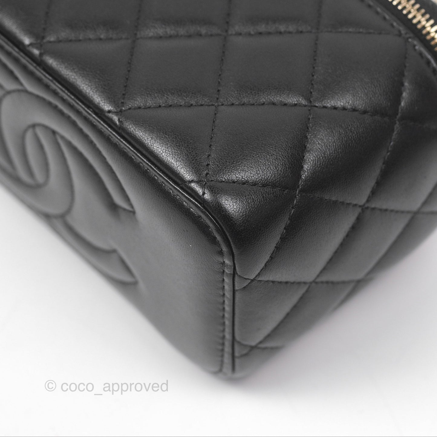Chanel Top Handle Vanity Rectangular Black Lambskin Gold Hardware