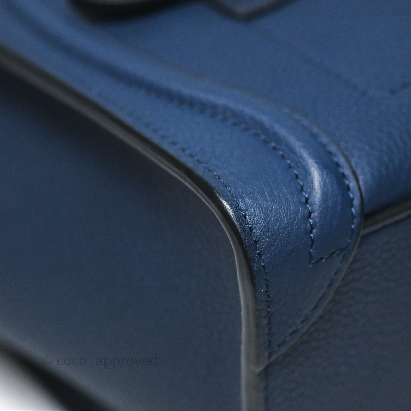 Celine Nano Luggage Handbag Navy Grained Calfskin Gold Hardware