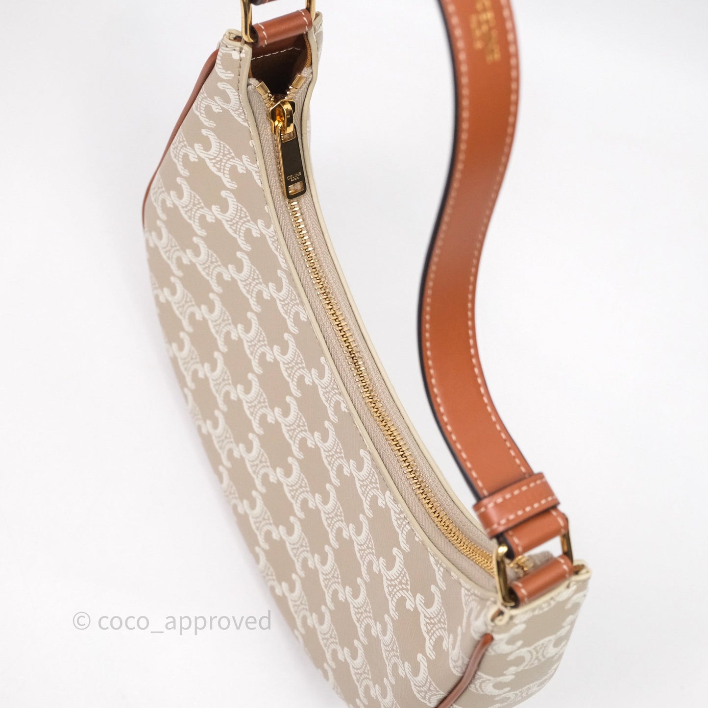 Celine Ava Bag In Triomphe Canvas Calfskin Grege