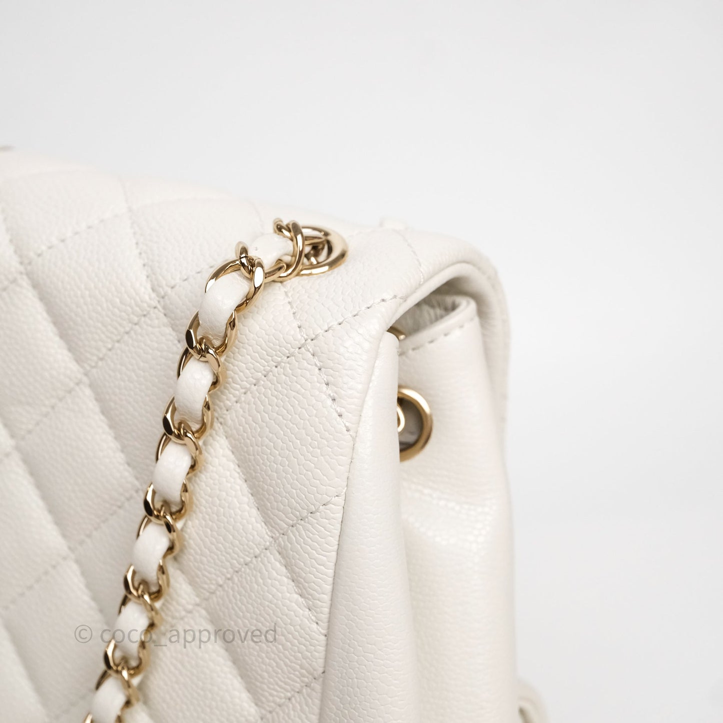 Chanel Duma Backpack Medium White Caviar Gold Hardware