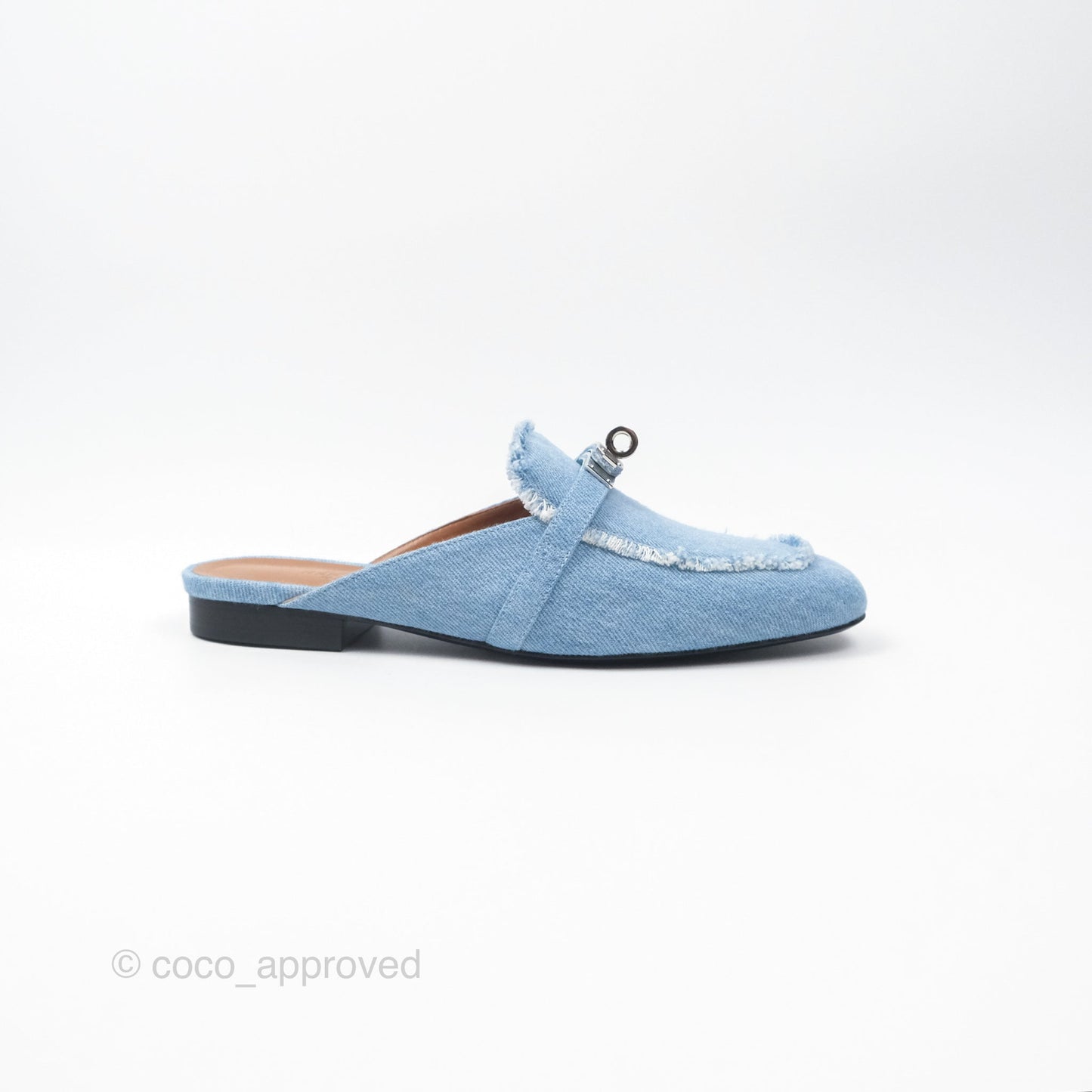 Hermès Oz Mule Denim Bleu Clair Palladium Hardware Size 37C