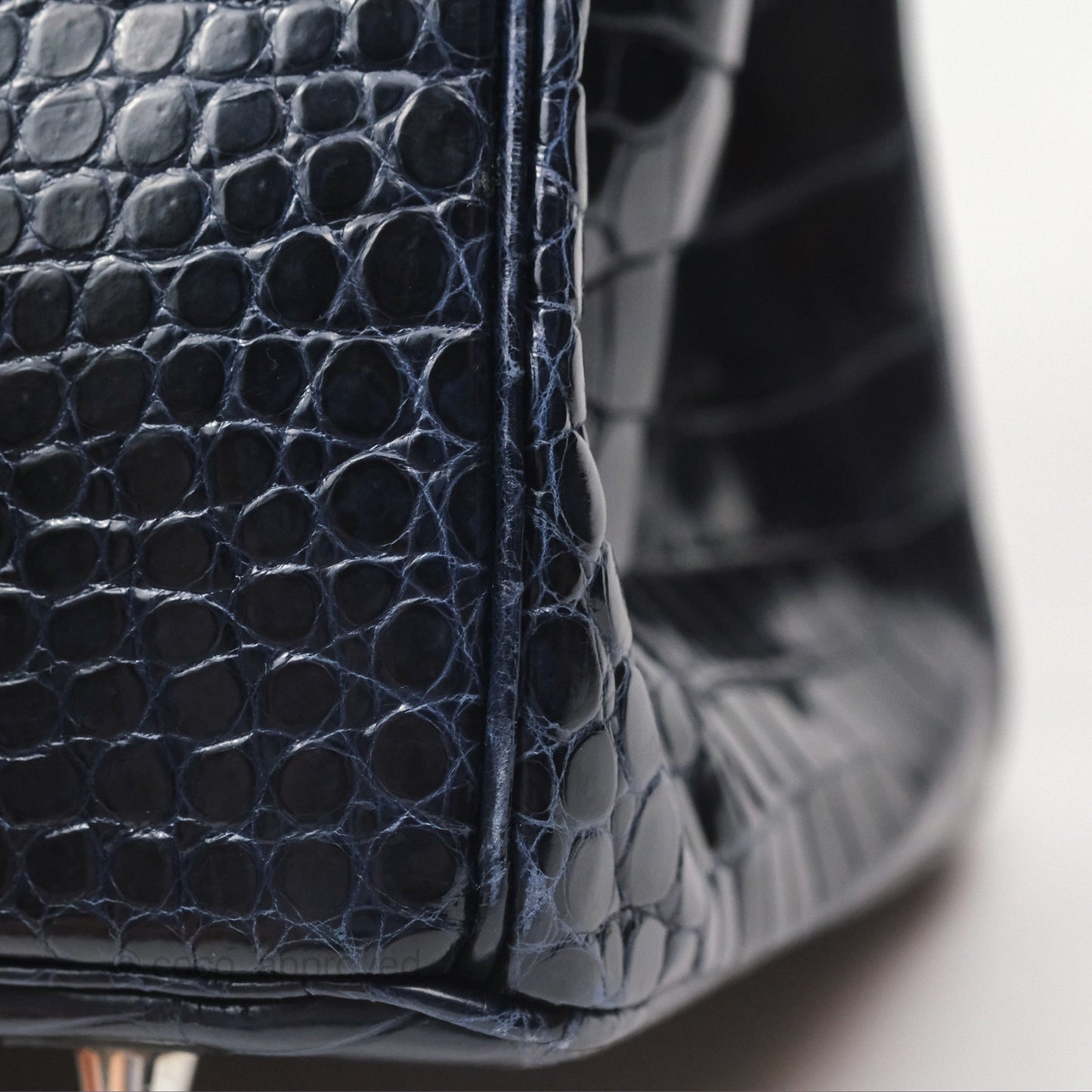 Hermès Birkin 35 Porosus Marine 78 Palladium Hardware