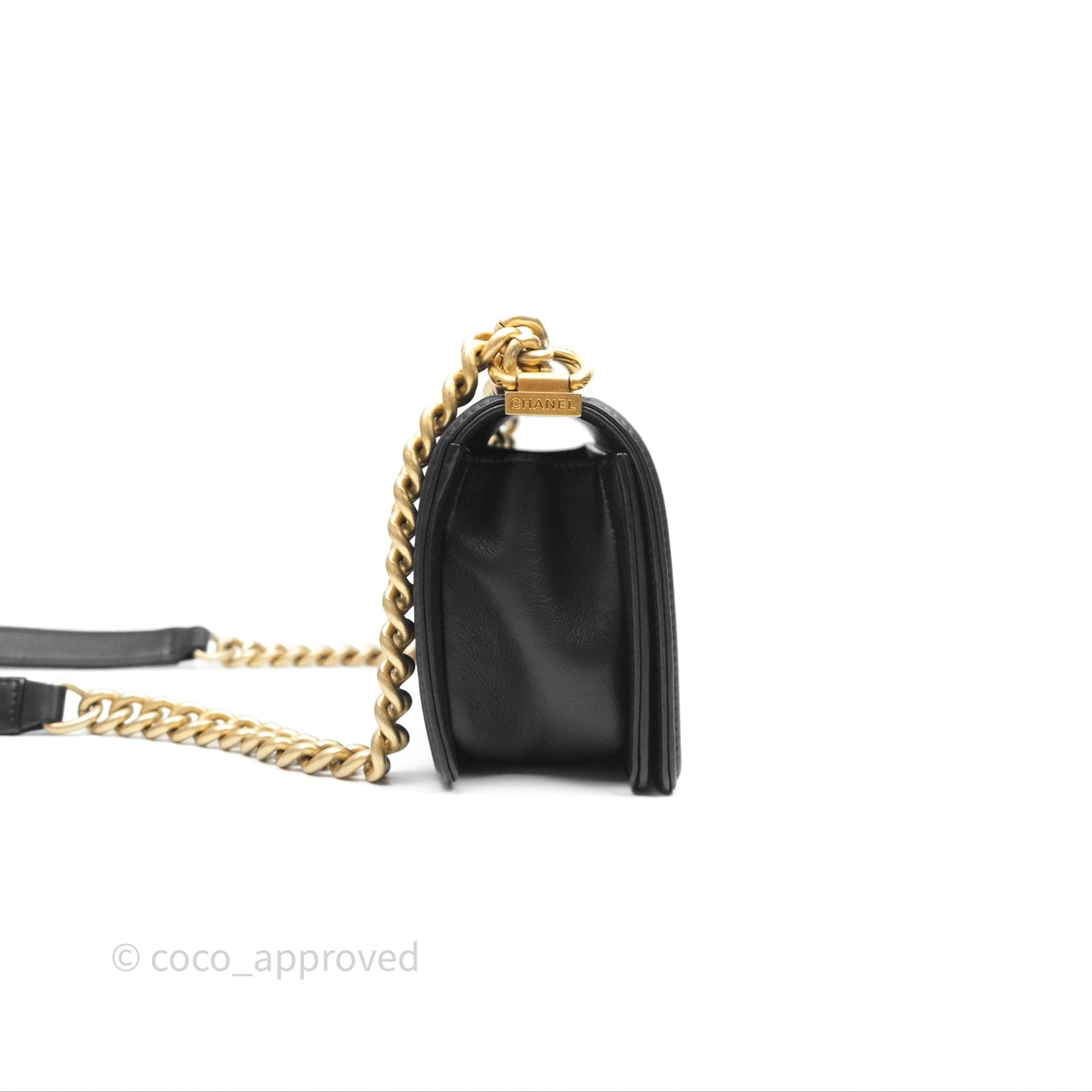 Chanel Small Boy Black Calfskin Aged Gold Hardware