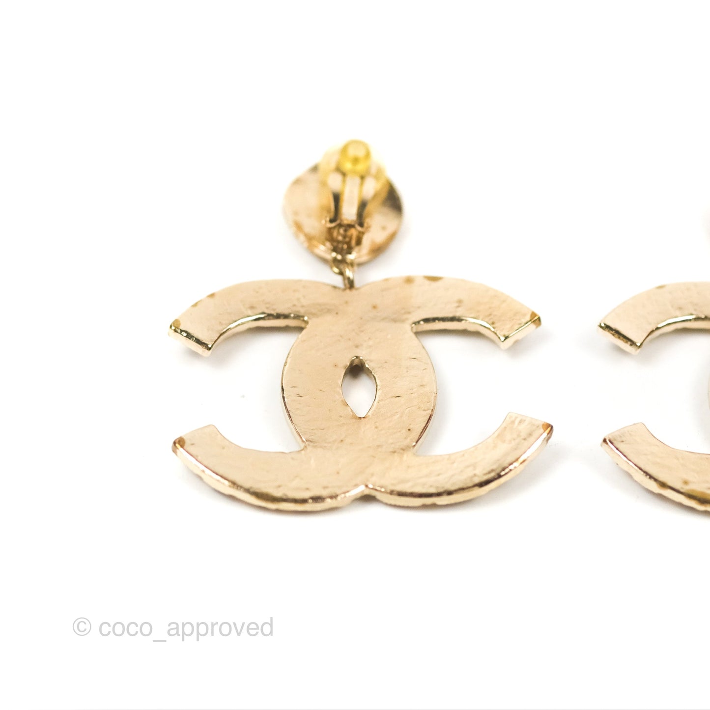 Chanel CC Brown Gripoix Rectangle Drop Ear clip Gold Tone 12A