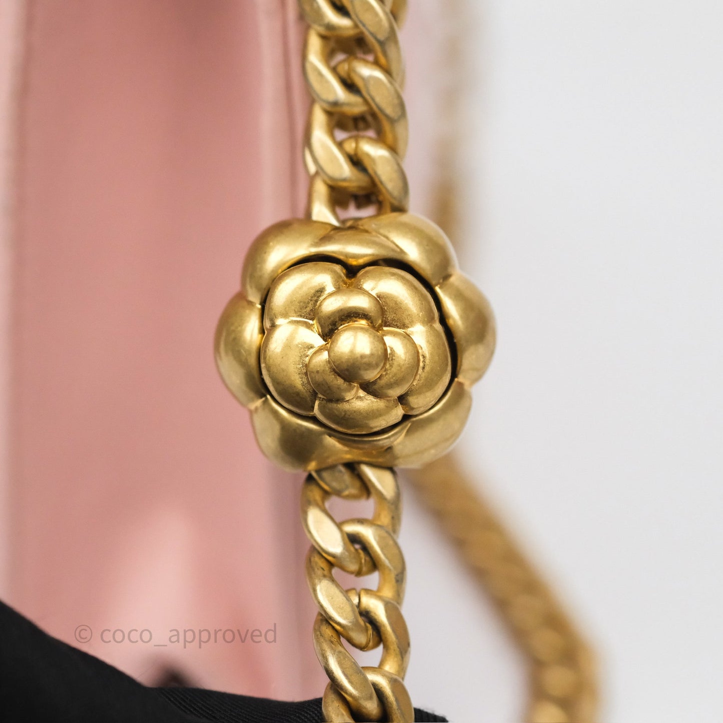 Chanel Camellia Crush Wallet on Chain WOC Pink Lambskin Aged Gold Hardware