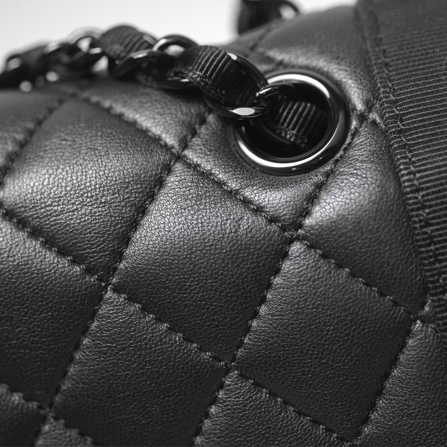 Chanel Quilted Accordion Flap Bag So Black Two Tone Lambskin Fabric