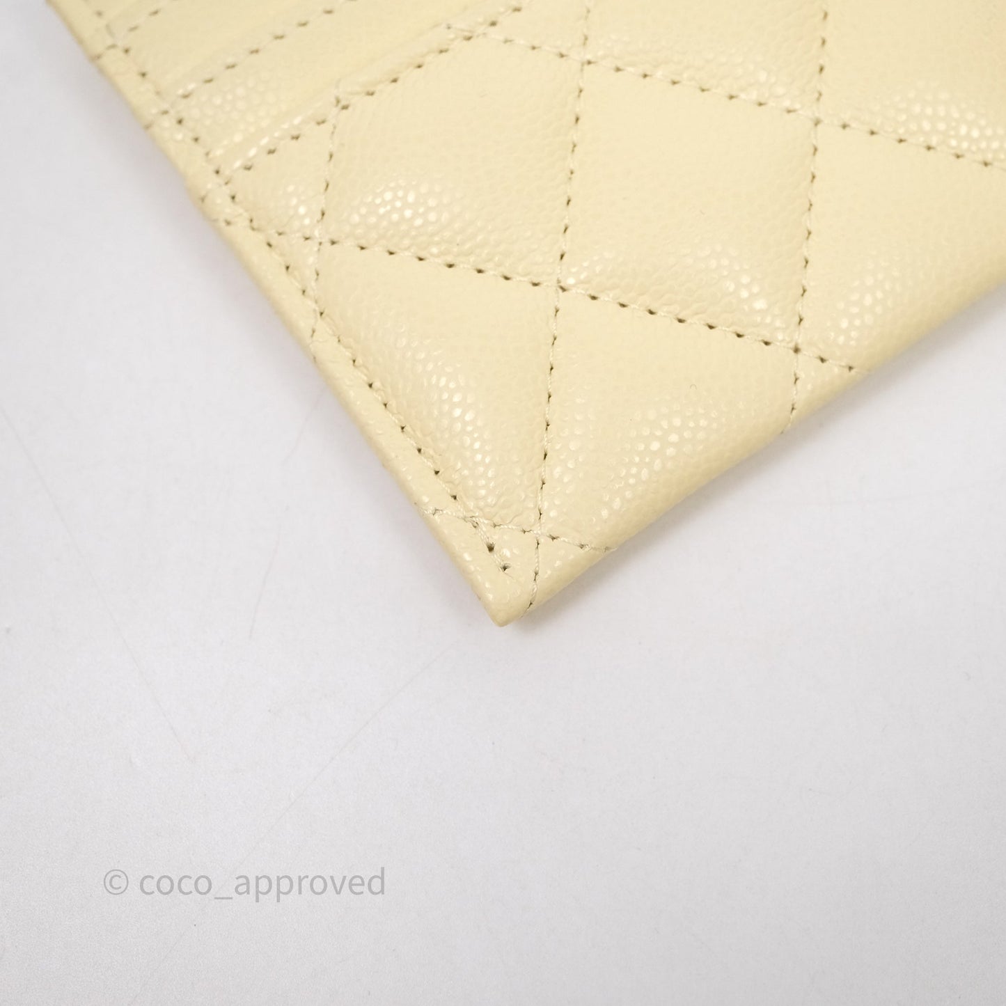 Chanel Quilted Card Holder Yellow Caviar Gold Hardware