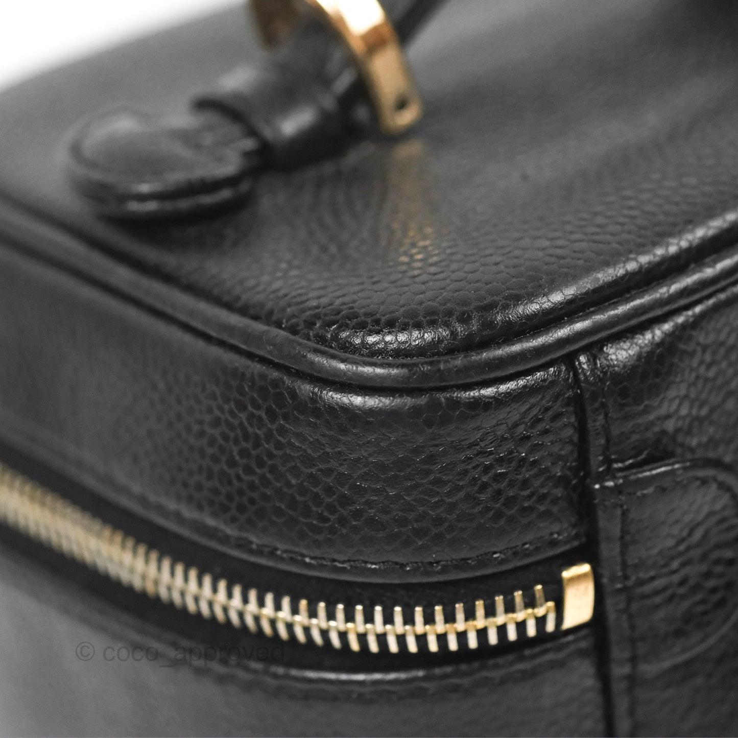 Chanel Vintage Vanity Case Black Caviar Gold Hardware