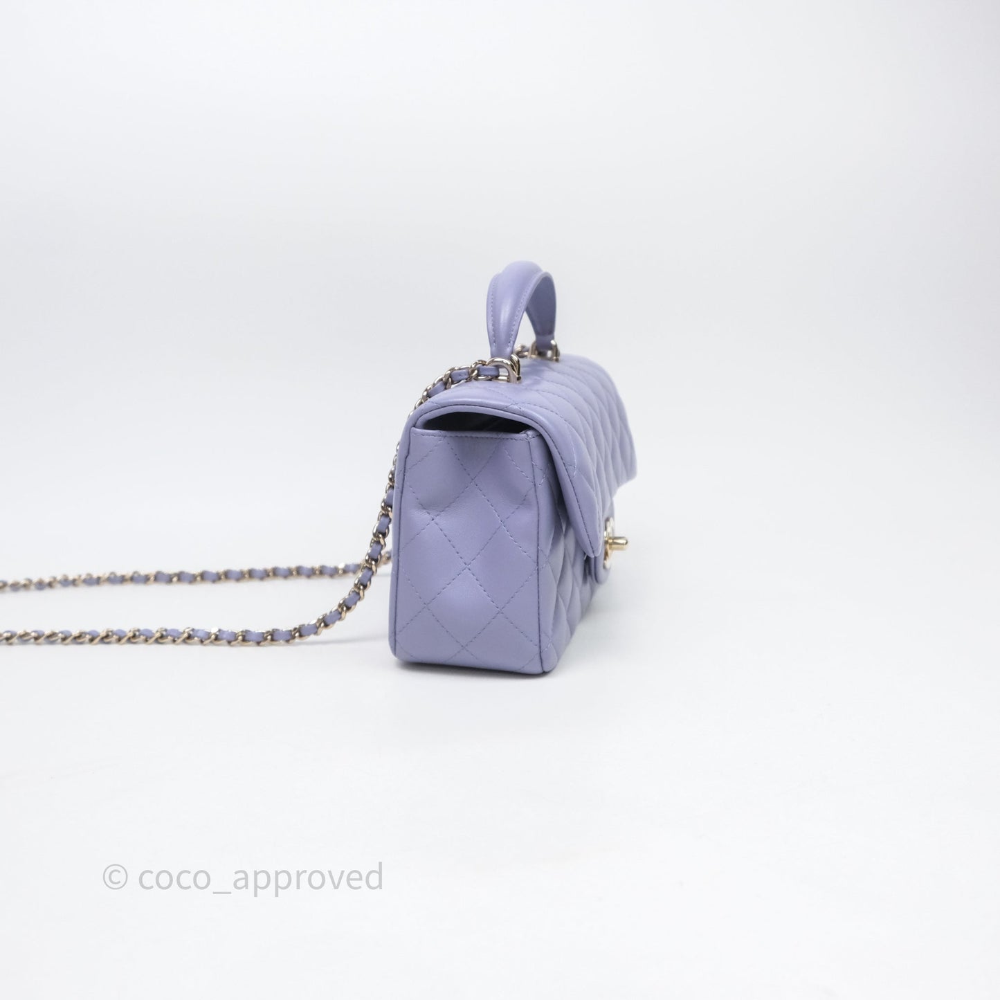 Chanel Top Handle Mini Rectangular Flap Purple Lambskin Gold Hardware