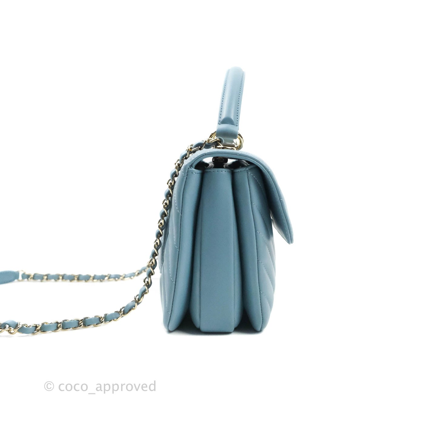 Chanel Trendy CC Chevron Small Blue Lambskin Gold Hardware
