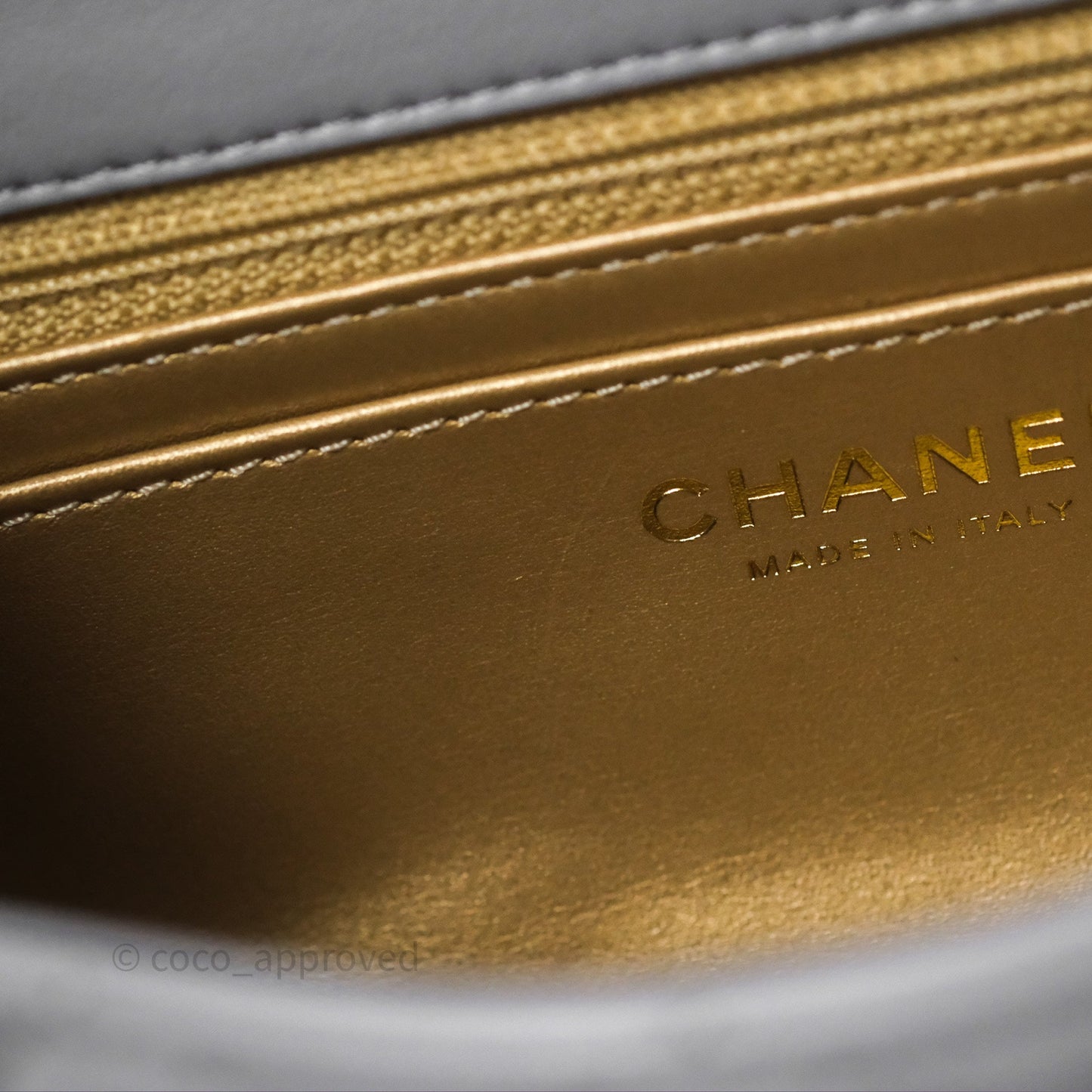 Chanel Pearl Crush Mini Rectangular Quilted Grey Lambskin Aged Gold Hardware