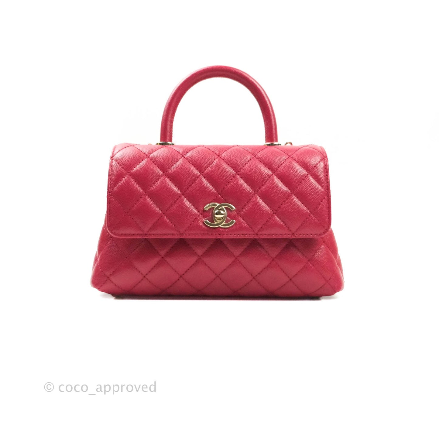 Chanel Mini (Small) Coco Handle Quilted Red Caviar Gold Hardware 21A