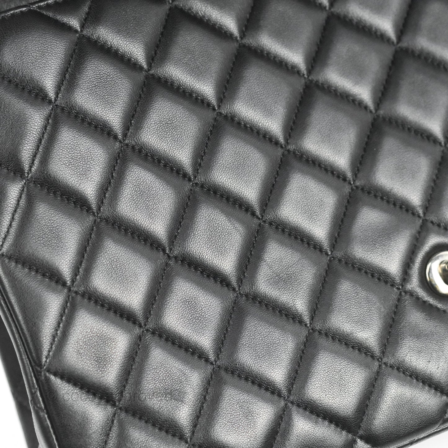 Chanel Single Flap Maxi Lambskin Black Silver Hardware