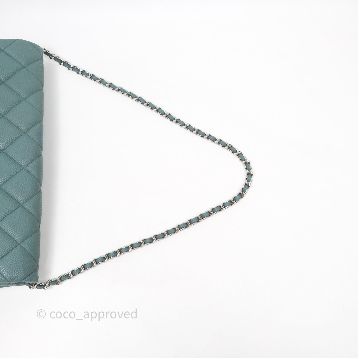 Chanel Quilted Clutch with Chain Green Caviar Gold Hardware