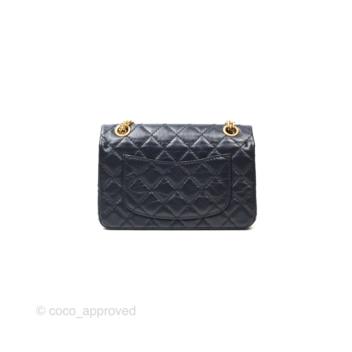 Chanel Mini Reissue 224 Navy Aged Calfskin Aged Gold Hardware