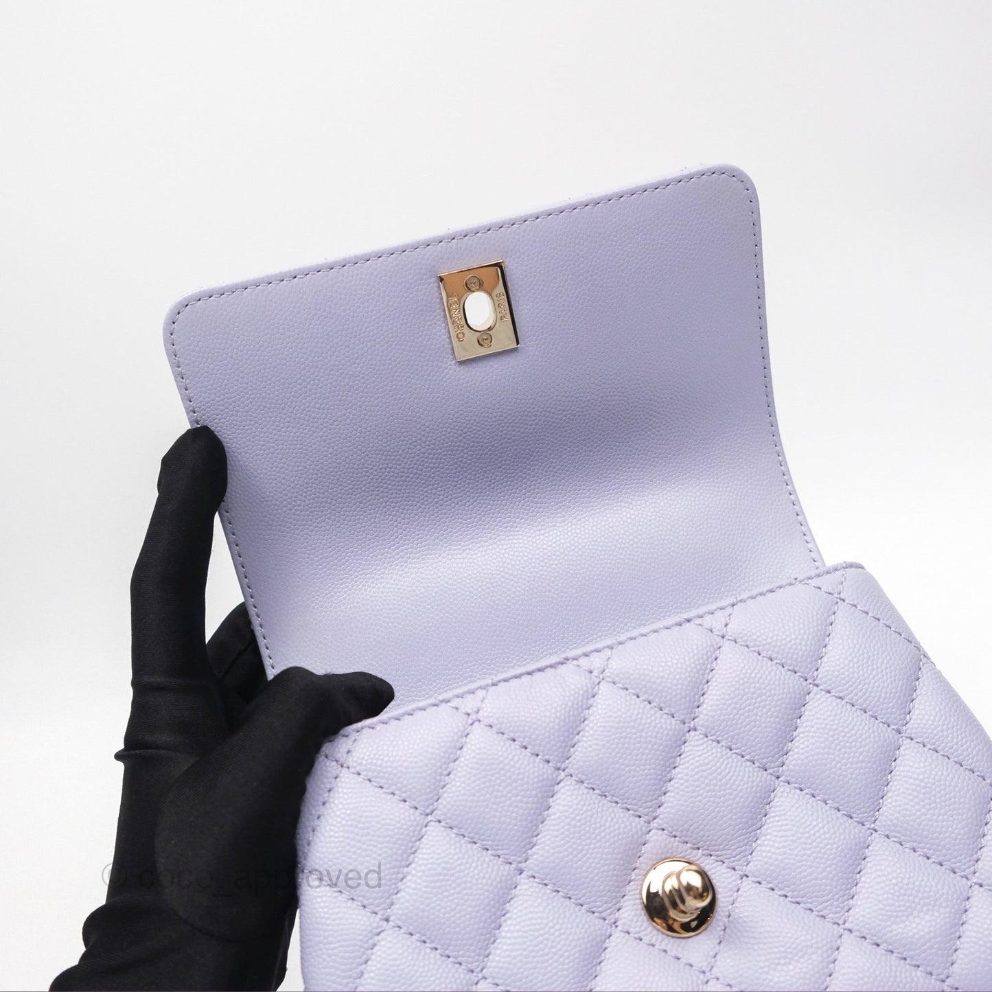 Chanel Mini Coco Handle Lilac Caviar Gold Hardware
