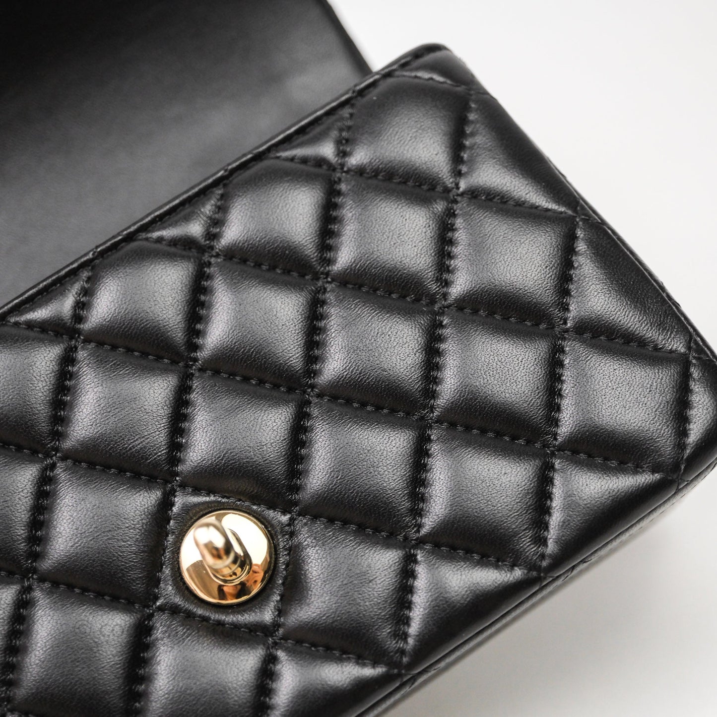 Chanel Top Handle Mini Rectangular Flap Black Lambskin Gold Hardware