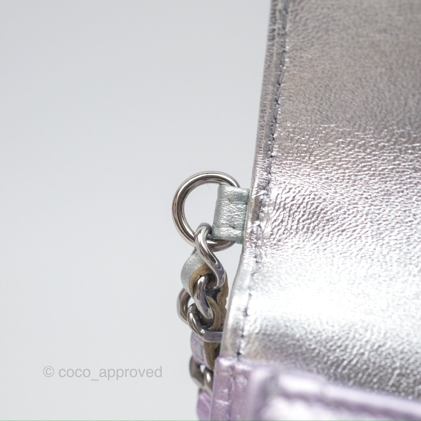 Chanel Classic Quilted Phone Holder Iridescent Rainbow Calfskin