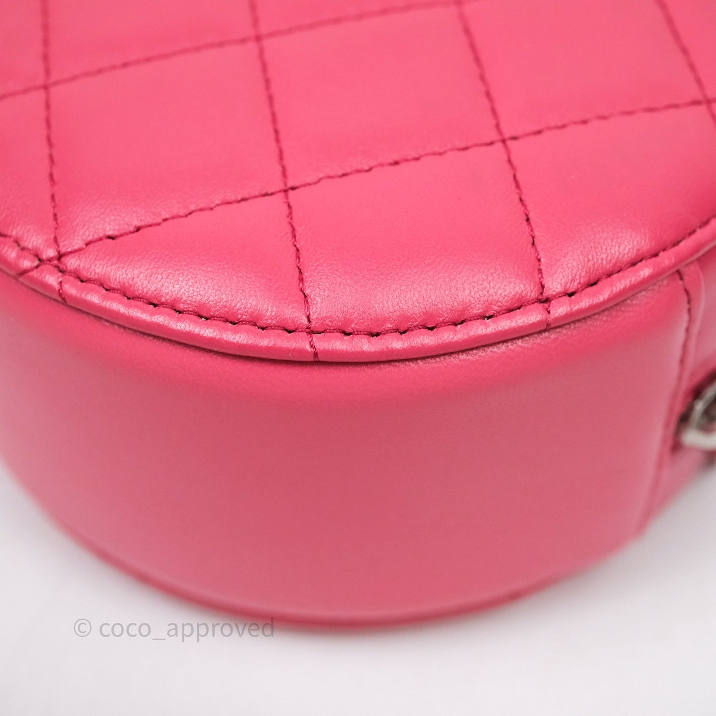 Chanel Quilted Round Clutch With Chain Dark Pink Lambskin Gold Hardware