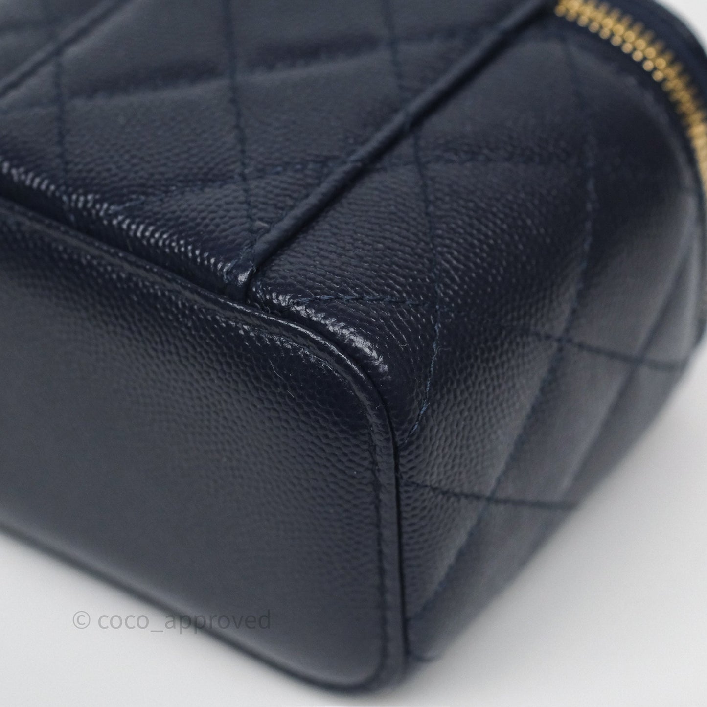 Chanel Mini Vanity With Chain Navy Caviar Gold Hardware