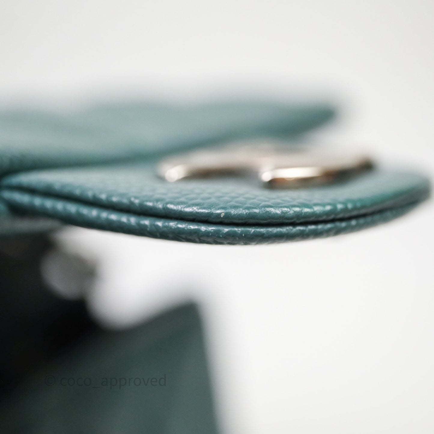 Chanel Quilted Mini Square Flap Dark Green Caviar Silver Hardware