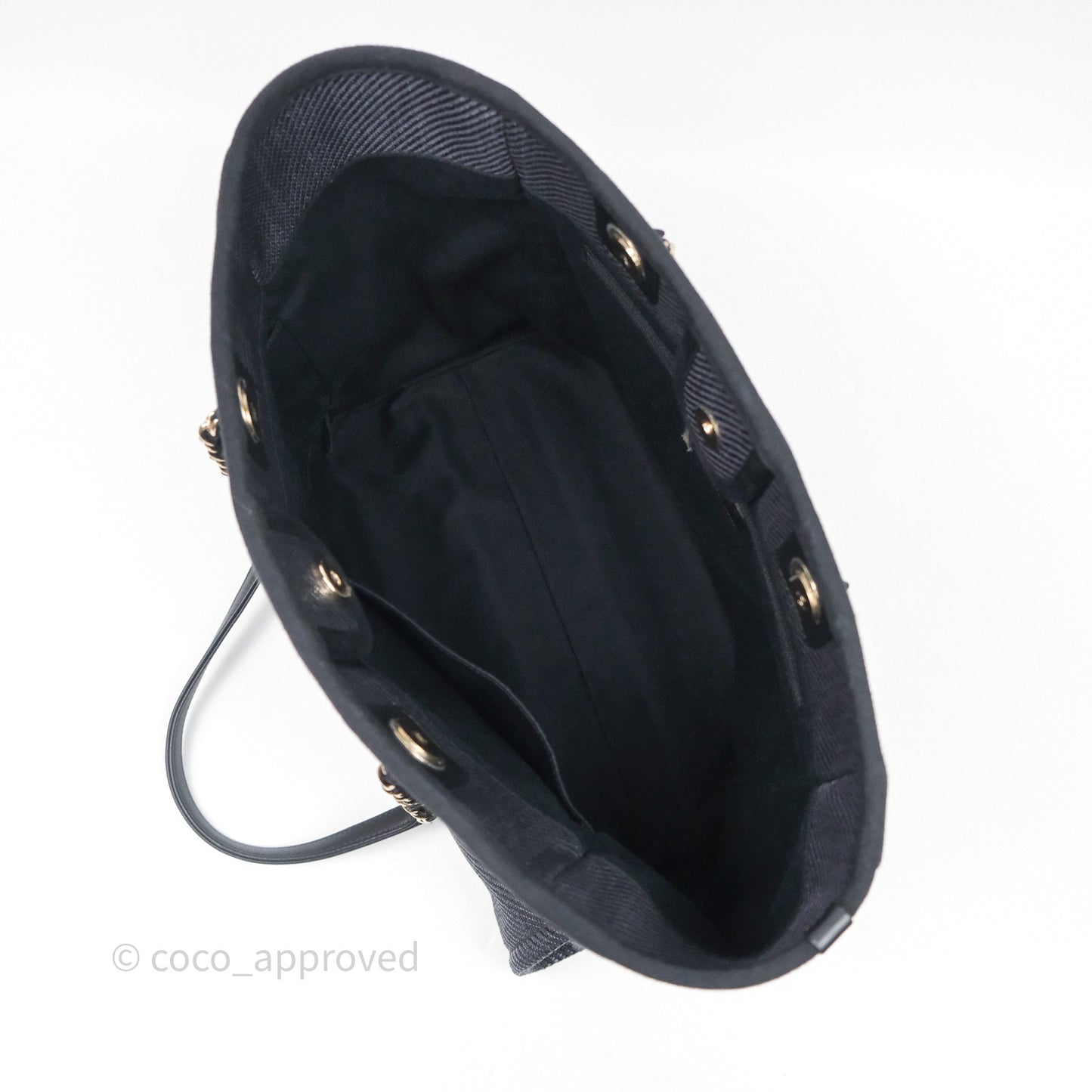 Chanel Medium Deauville Navy Canvas Gold Hardware