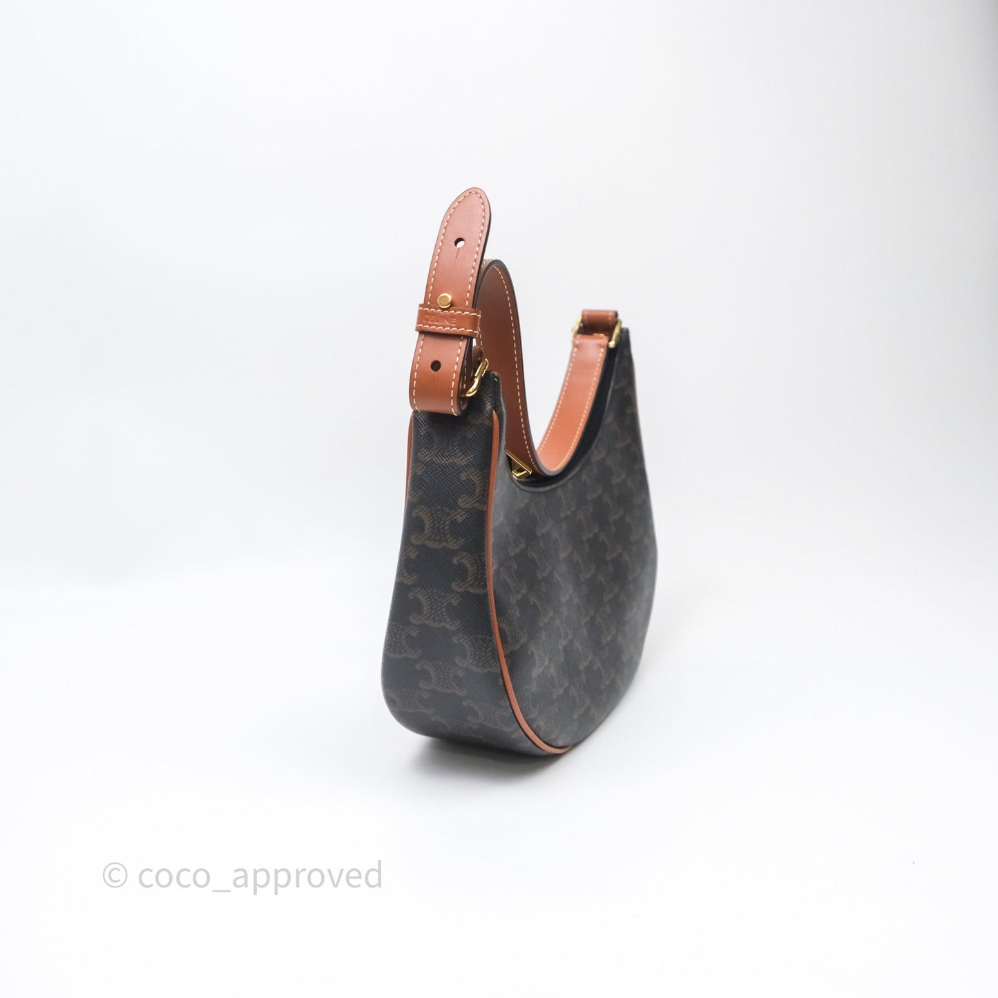 Celine Ava Bag In Triomphe Canvas Calfskin Tan