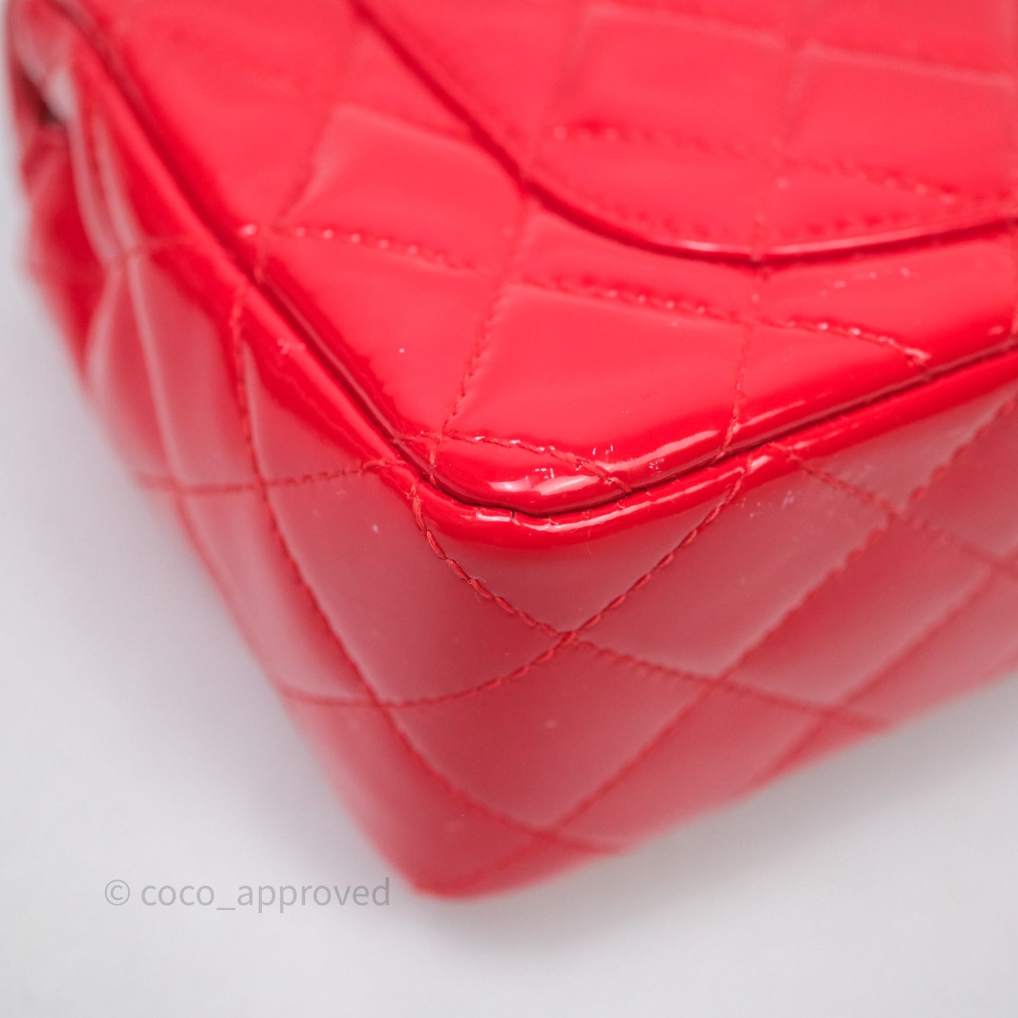 Chanel Mini Rectangular Quilted Red Patent Silver Hardware