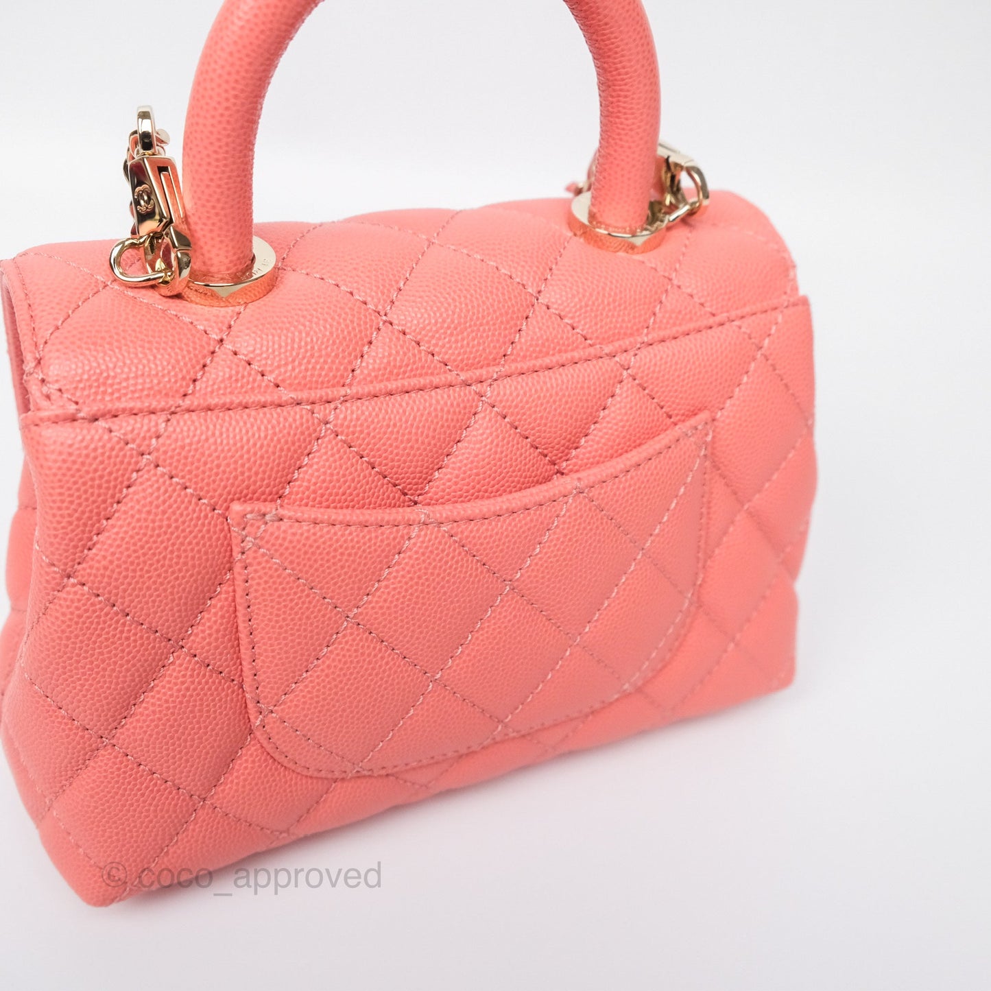 Chanel Mini Coco Handle Quilted Pink Caviar Gold Hardware